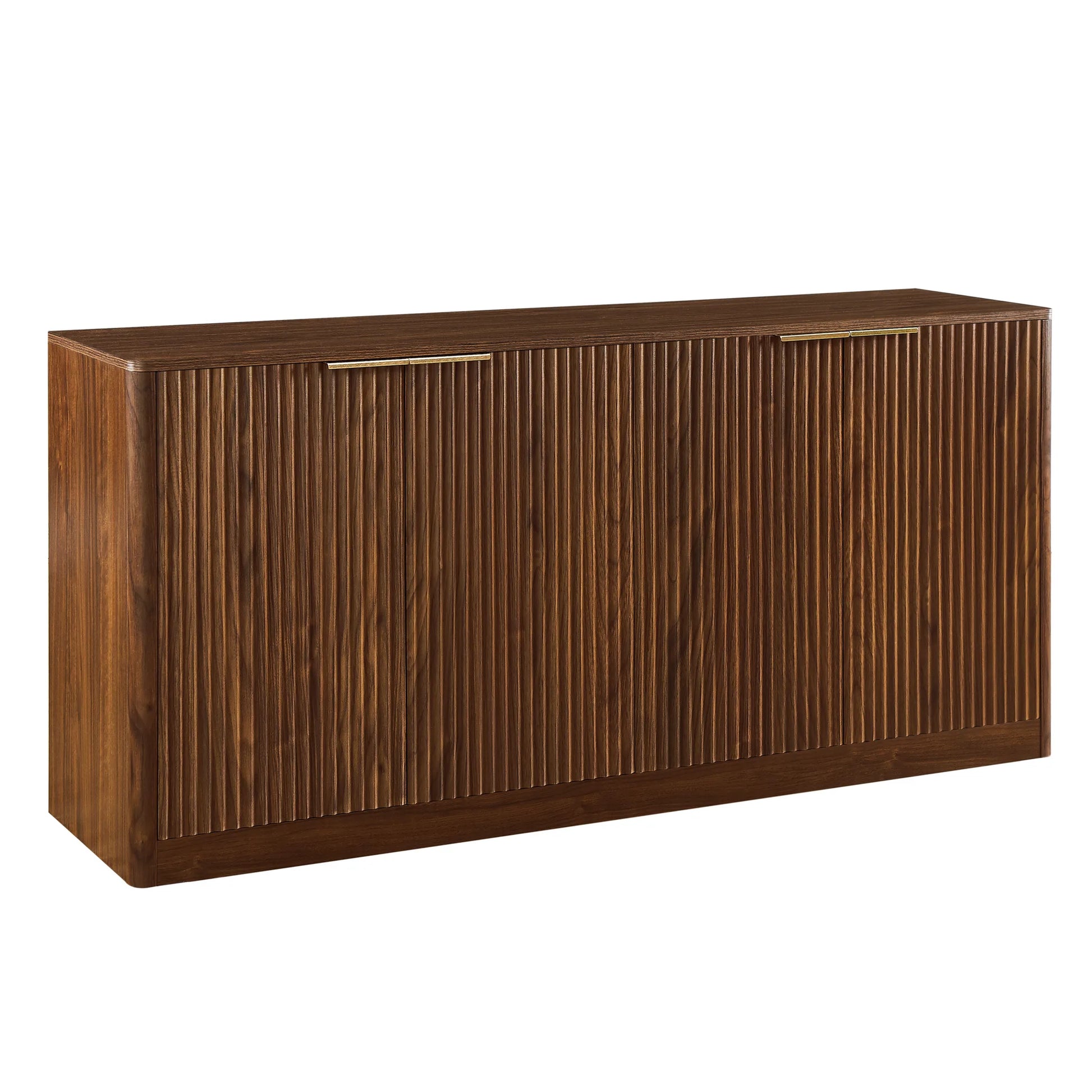 59-inch modern wavy sideboard, curved contour design storage cabinet, 4-door cabinet with storage function, suitable for kitchen/bedroom/living room, Walnut, 59.0'L x 15.7'W x 27.7'H detail view 9