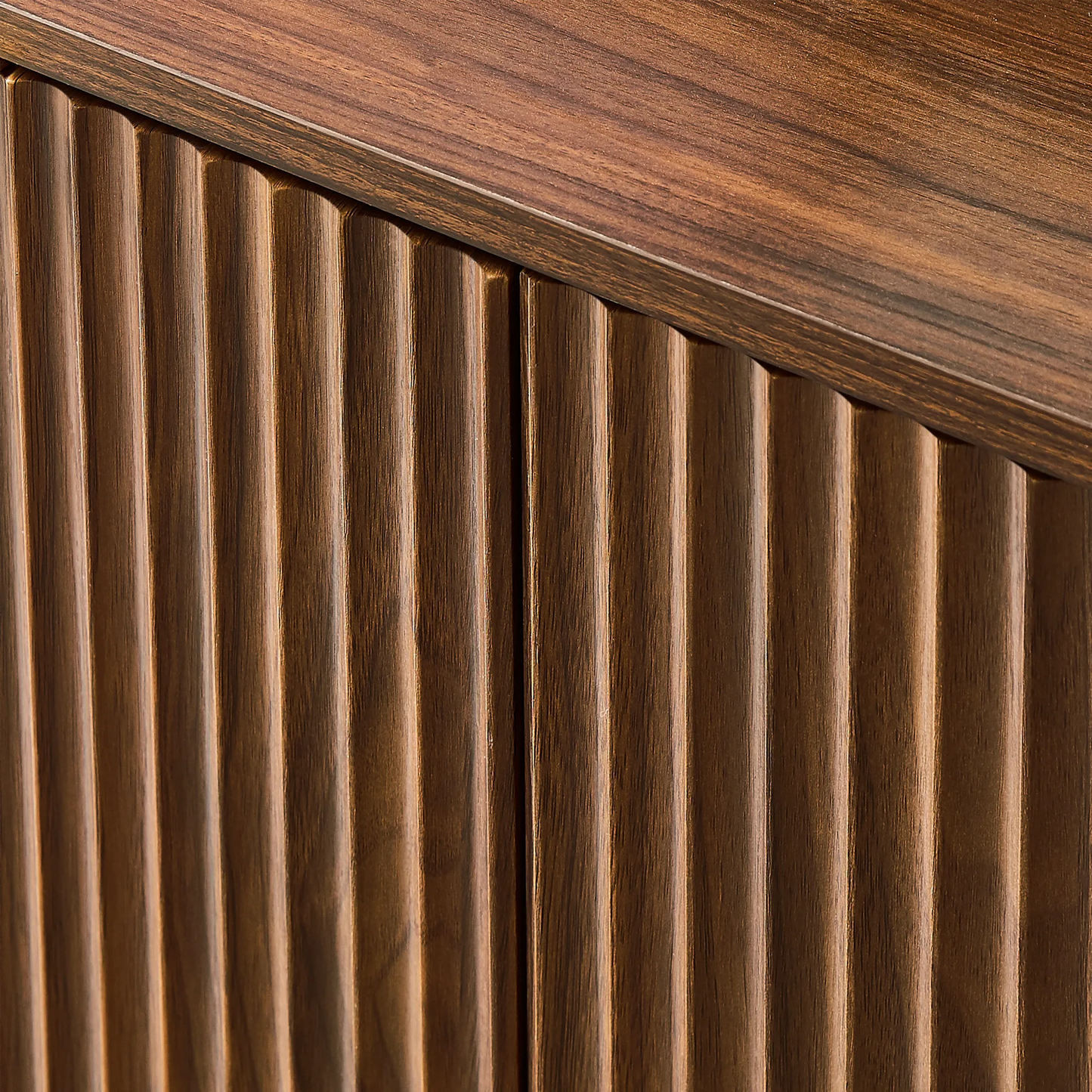 59-inch modern wavy sideboard, curved contour design storage cabinet, 4-door cabinet with storage function, suitable for kitchen/bedroom/living room, Walnut, 59.0'L x 15.7'W x 27.7'H detail view 15