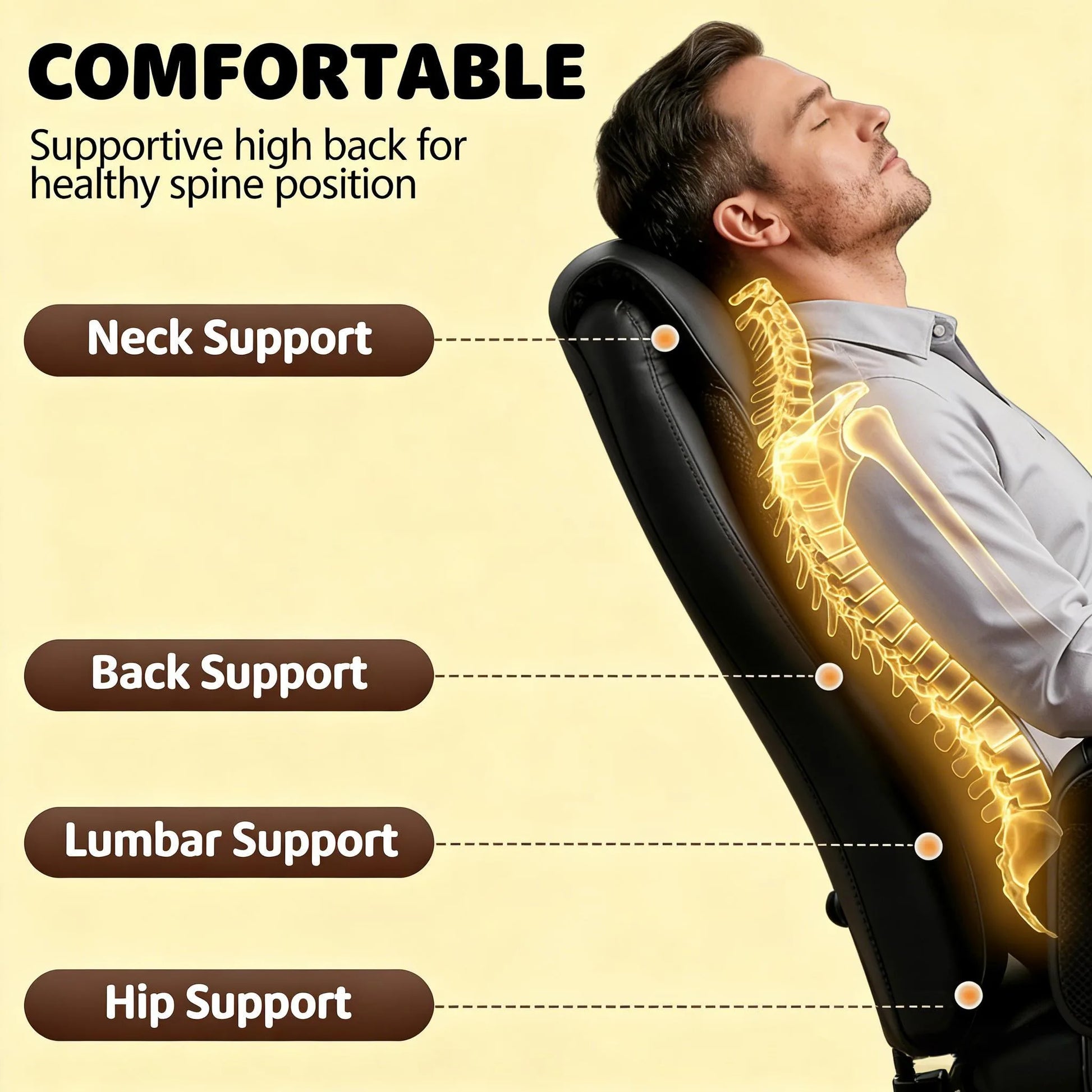 High Back Office Chair, Executive Desk Chair, Massage Office Chair(Only Includes Office Chair) detail view 5