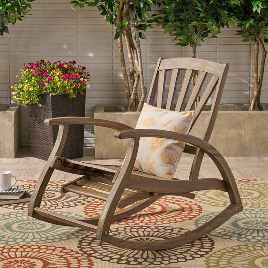 Outdoor Reclining Rocking Chair, Grey lifestyle view
