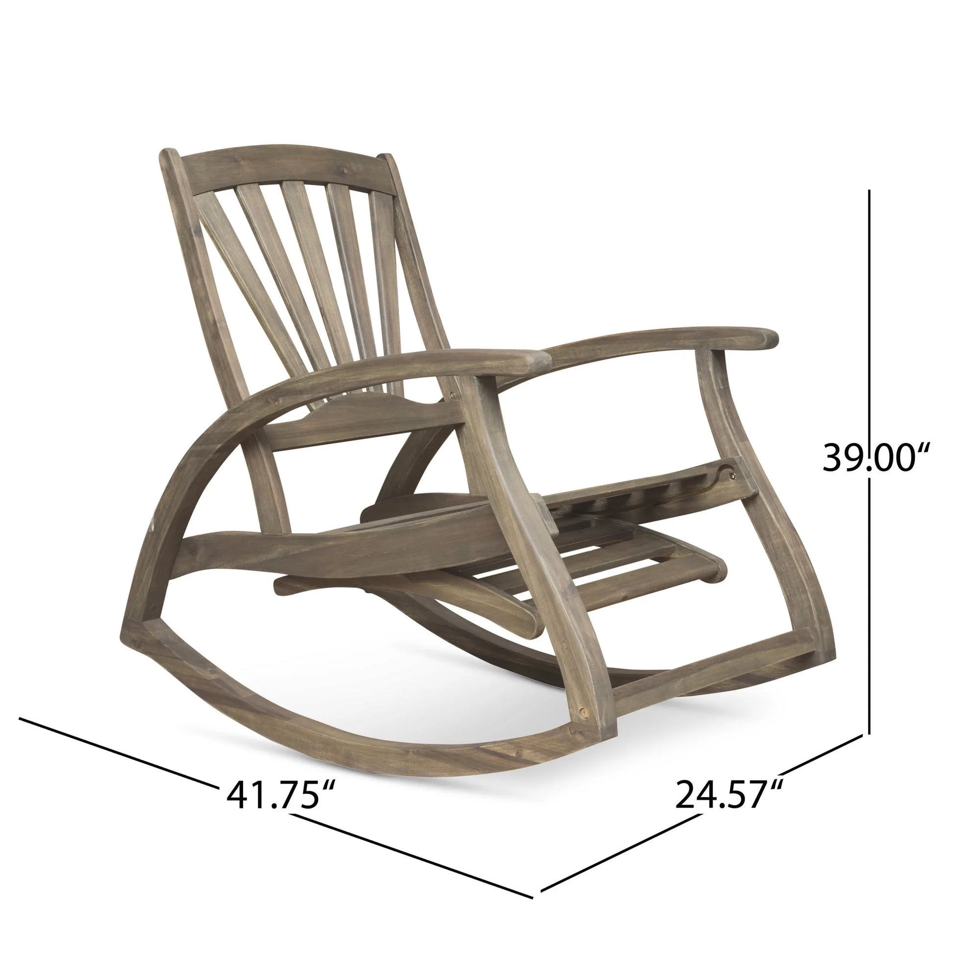 Outdoor Reclining Rocking Chair, Grey detail view 3