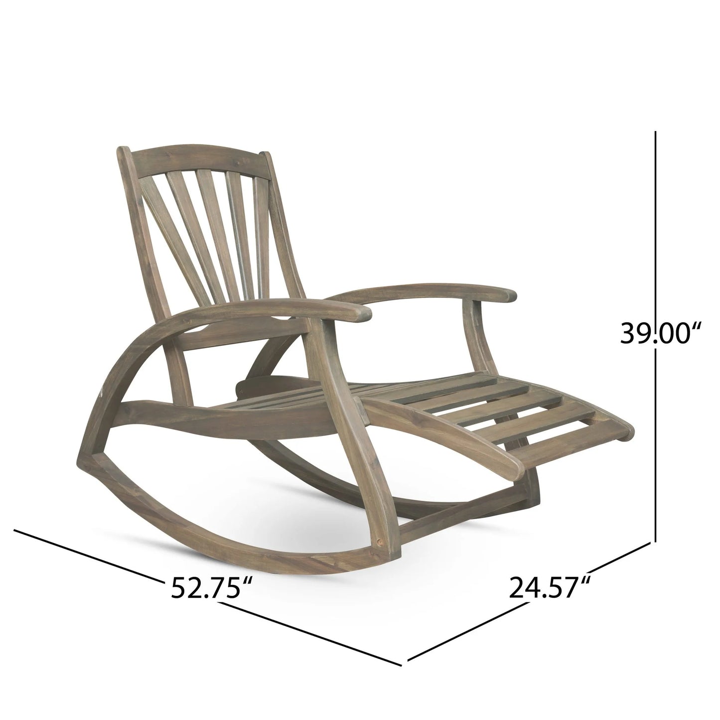 Outdoor Reclining Rocking Chair, Grey detail view 9