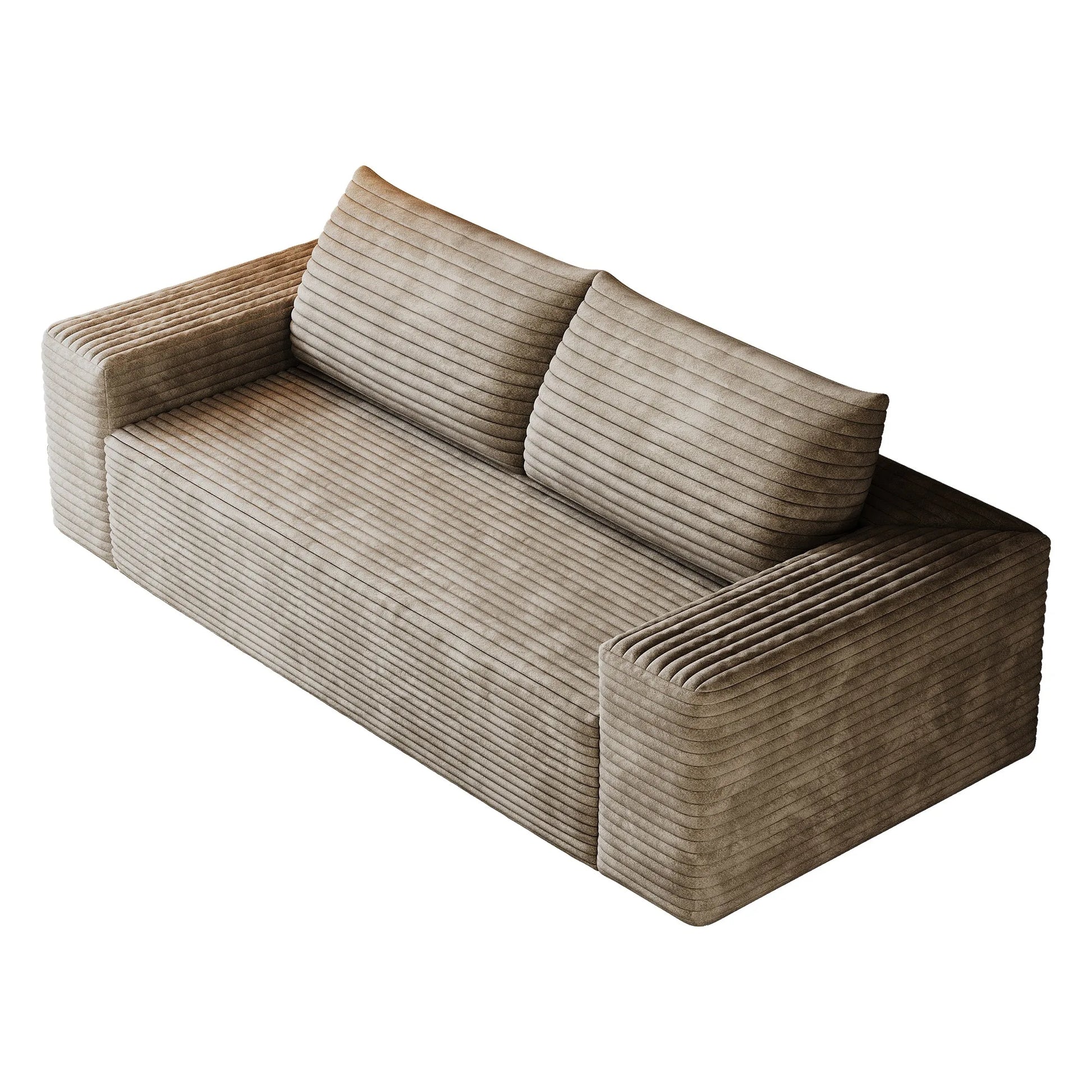 71' 3-Seater Sofa, Corduroy Fabric, Deep Seat Couches, Comfy Loveseat Sofa, No Assembly, 1pcs for Living room, Bedroom, Conference room, Apartment, Camel detail view 14