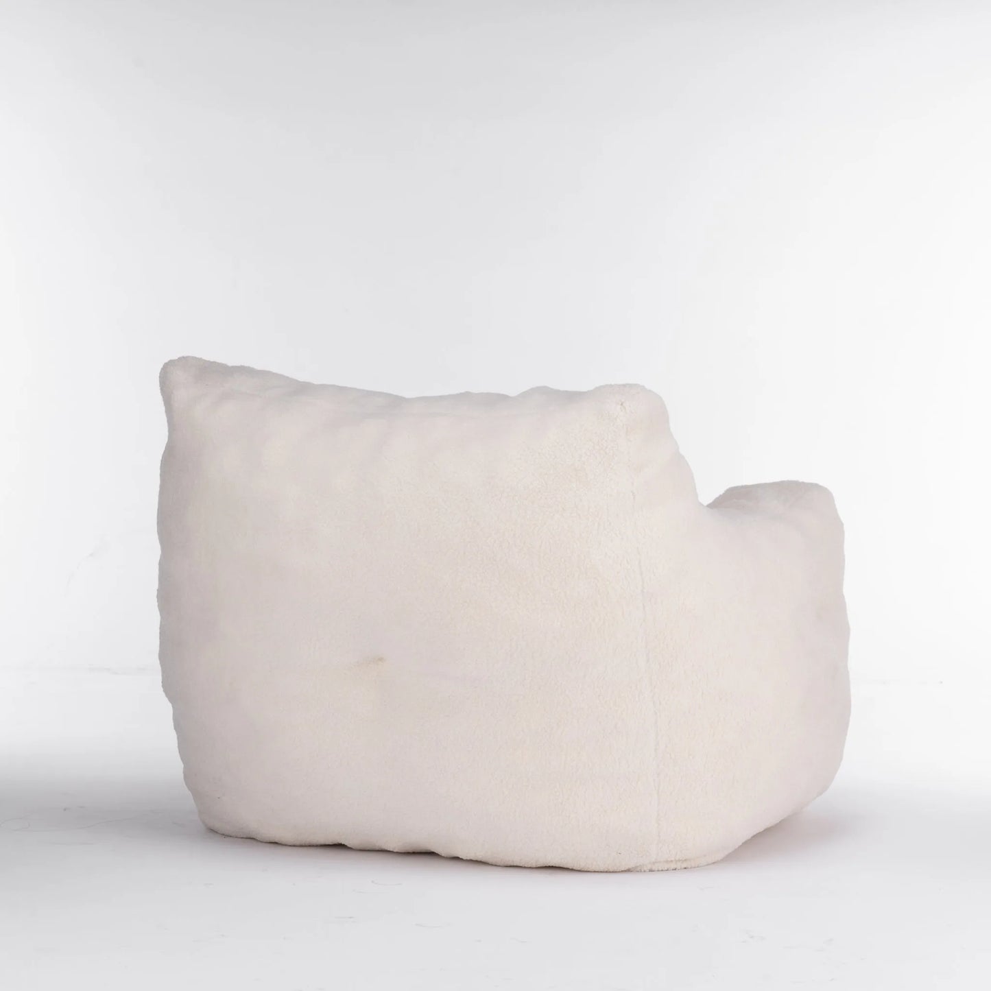 Ivory White Soft Teddy Fabric Tufted Foam Bean Bag Chair with Memory Sponge detail view 9