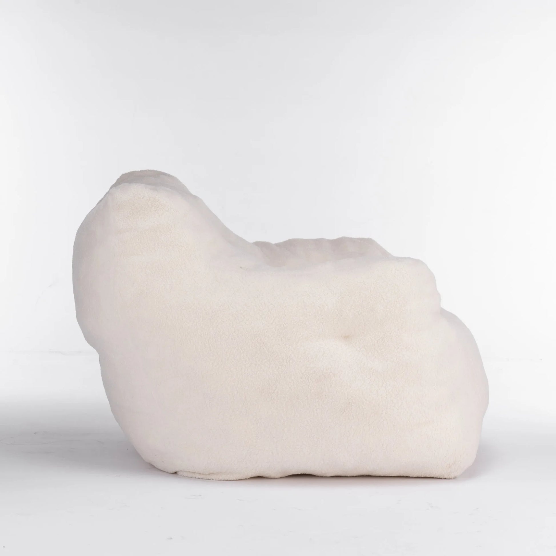 Ivory White Soft Teddy Fabric Tufted Foam Bean Bag Chair with Memory Sponge detail view 10