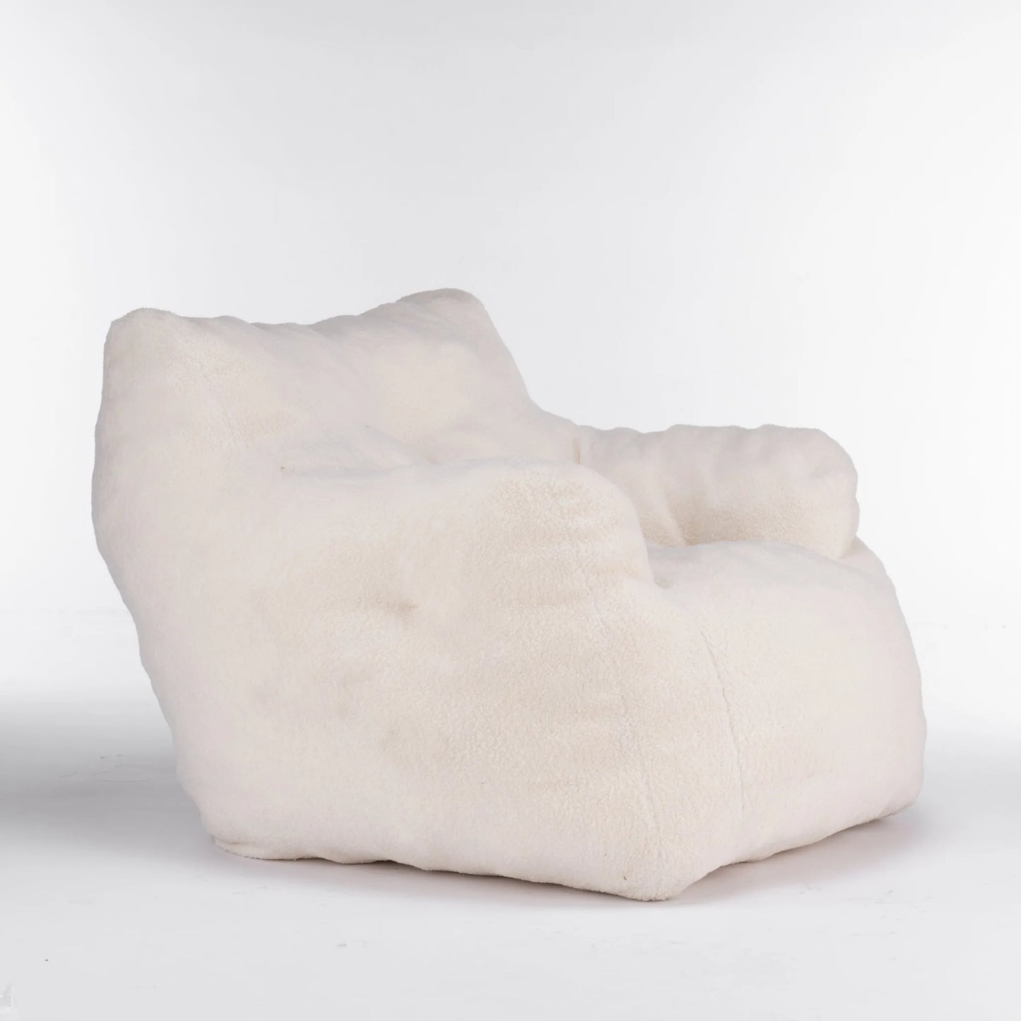 Ivory White Soft Teddy Fabric Tufted Foam Bean Bag Chair with Memory Sponge detail view 12