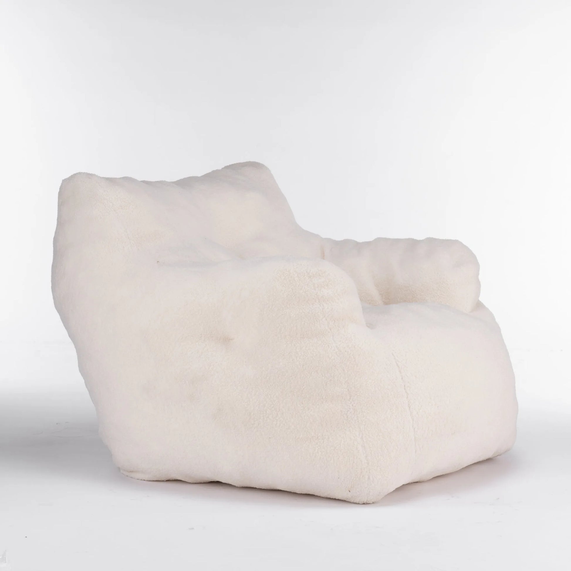 Ivory White Soft Teddy Fabric Tufted Foam Bean Bag Chair with Memory Sponge detail view 12