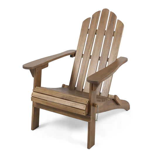 Aurascape Outdoor Acacia Wood Foldable Adirondack Chair, Dark Brown detail view 2