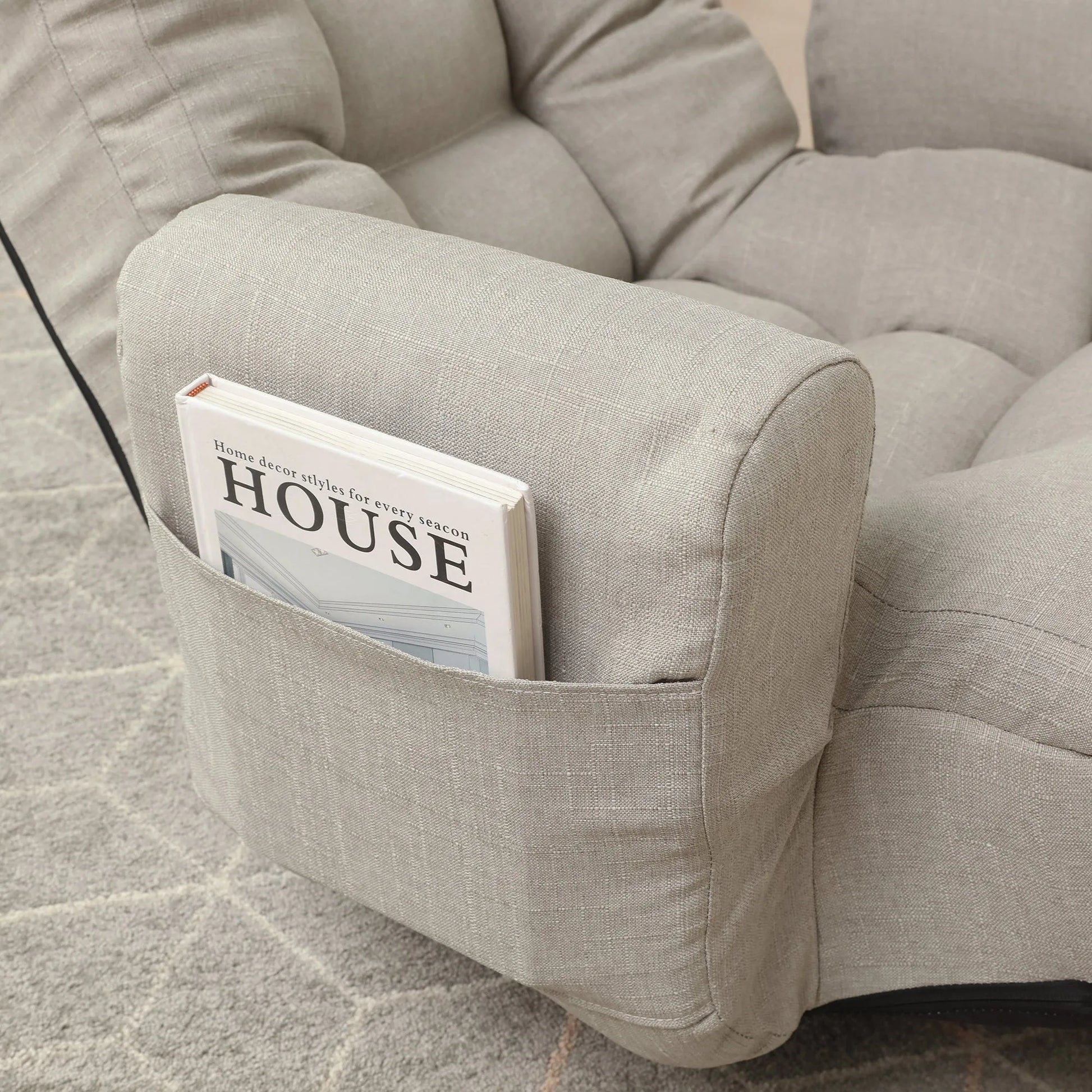 Modern Gray with Metal Frame Swivel Game Lounge Chair with Adjustable Headrest and Waist Support – 360-Degree Rotatable Leisure Chair for Living Room detail view 5