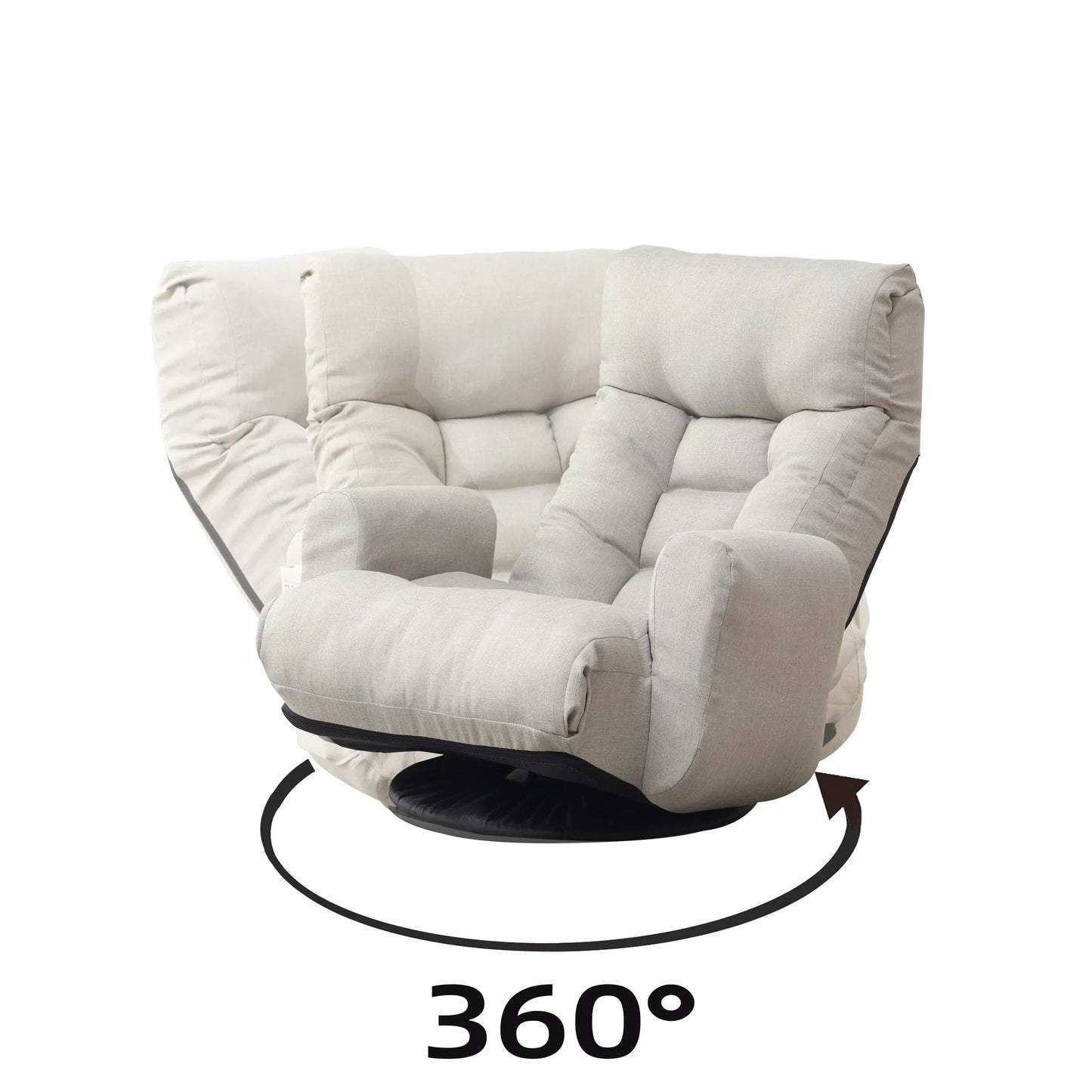 Modern Gray with Metal Frame Swivel Game Lounge Chair with Adjustable Headrest and Waist Support – 360-Degree Rotatable Leisure Chair for Living Room detail view 7