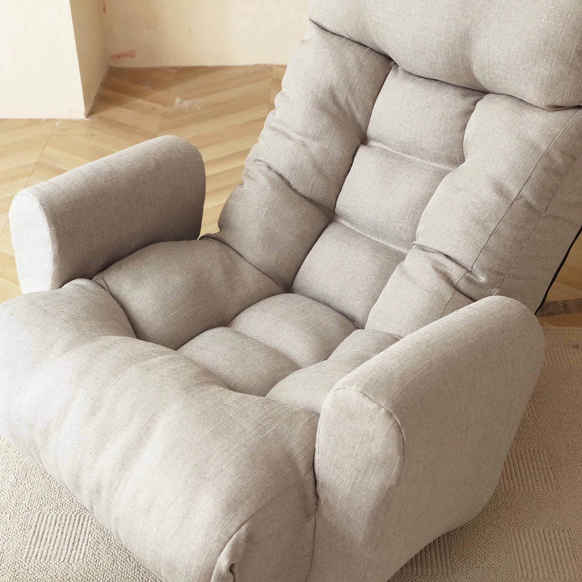 Modern Gray with Metal Frame Swivel Game Lounge Chair with Adjustable Headrest and Waist Support – 360-Degree Rotatable Leisure Chair for Living Room detail view 9