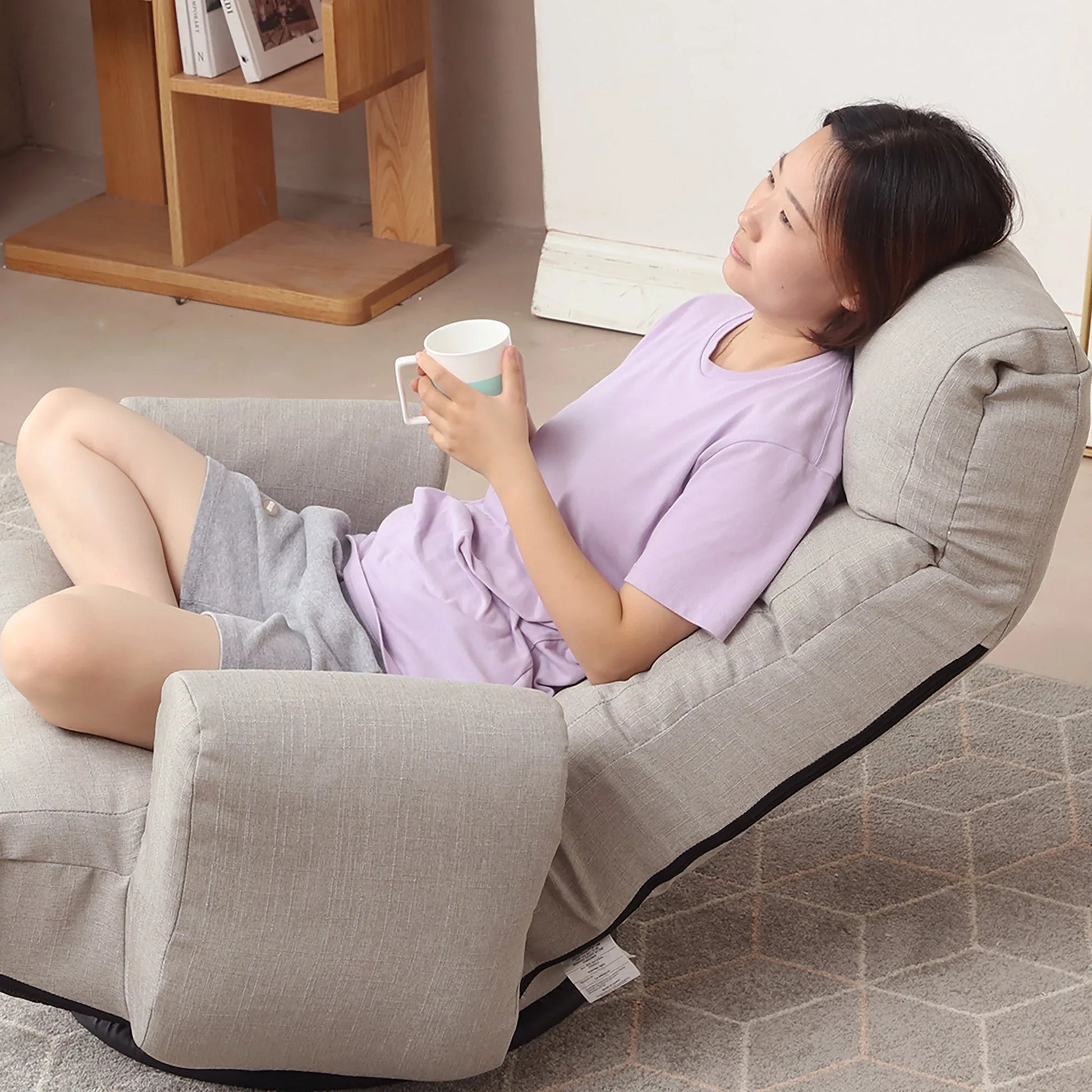Modern Gray with Metal Frame Swivel Game Lounge Chair with Adjustable Headrest and Waist Support – 360-Degree Rotatable Leisure Chair for Living Room detail view 18