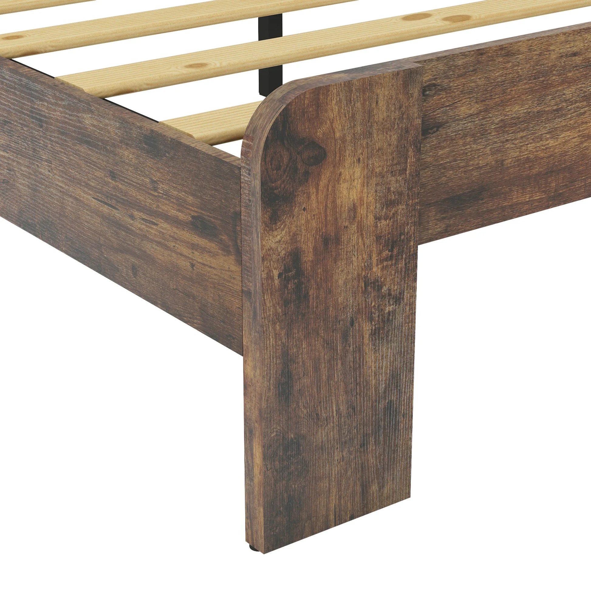 Bed Frame King Size, Wood Platform Bed Frame, Noise Free, No Box Spring Needed and Easy Assembly Tool, Large Under Bed Storage, Dark Brown detail view 6
