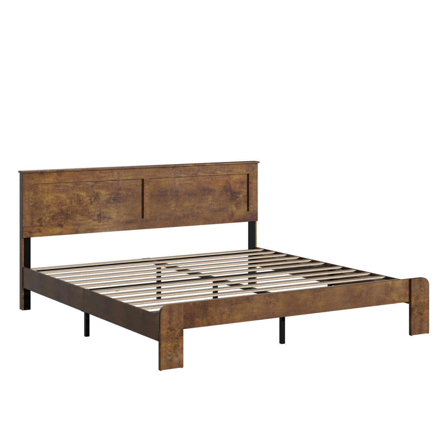 Bed Frame King Size, Wood Platform Bed Frame, Noise Free, No Box Spring Needed and Easy Assembly Tool, Large Under Bed Storage, Dark Brown detail view 9