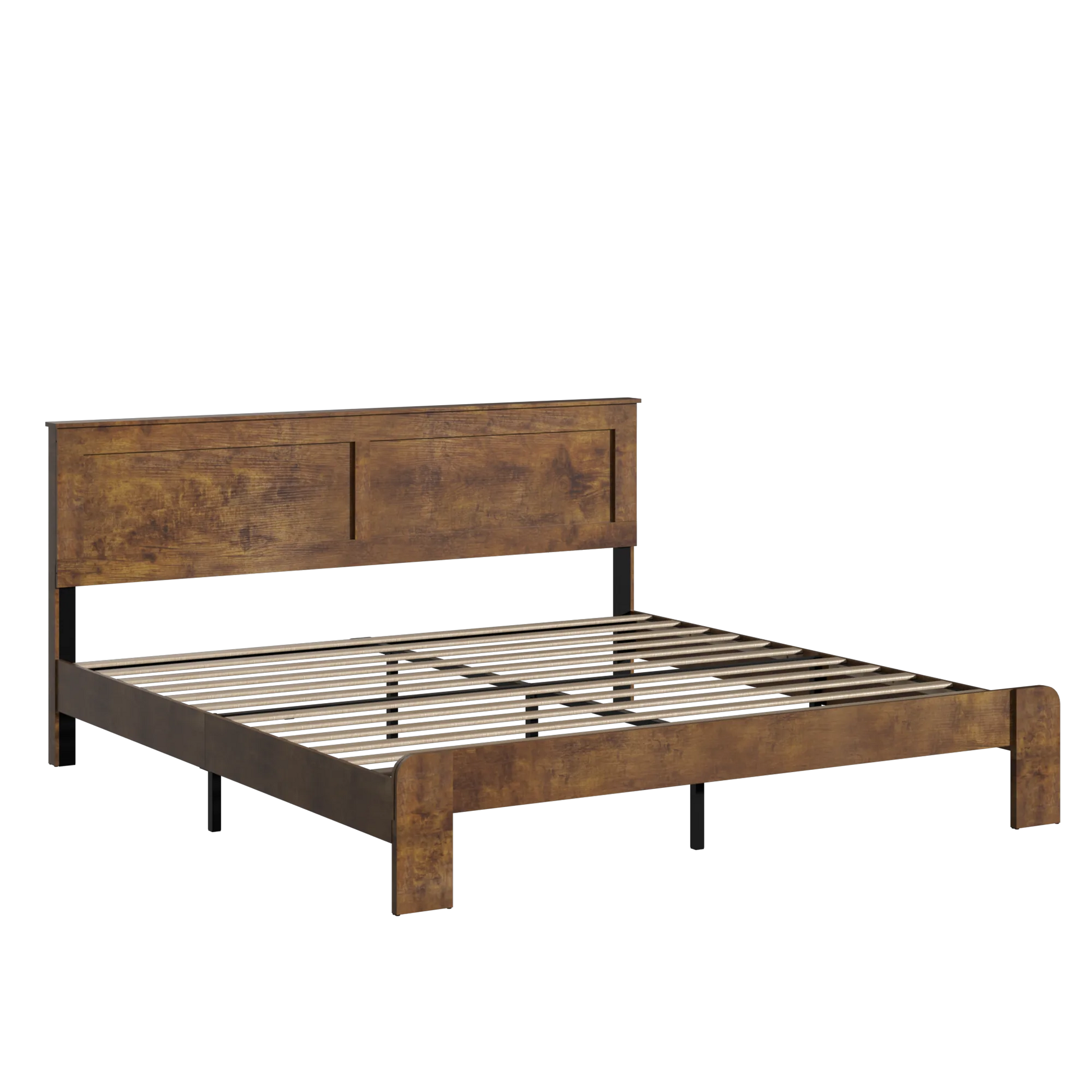 Bed Frame King Size, Wood Platform Bed Frame, Noise Free, No Box Spring Needed and Easy Assembly Tool, Large Under Bed Storage, Dark Brown detail view 9