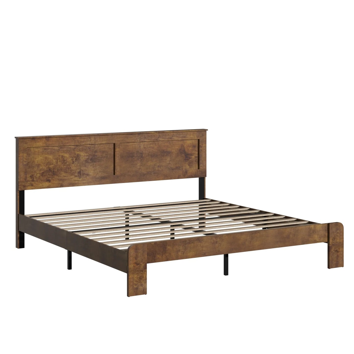 Bed Frame King Size, Wood Platform Bed Frame, Noise Free, No Box Spring Needed and Easy Assembly Tool, Large Under Bed Storage, Dark Brown detail view 10