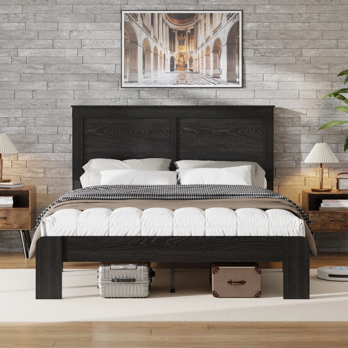 Bed Frame King Size, Wood Platform Bed Frame, Noise Free, No Box Spring Needed and Easy Assembly Tool, Large Under Bed Storage, Dark Brown detail view 11