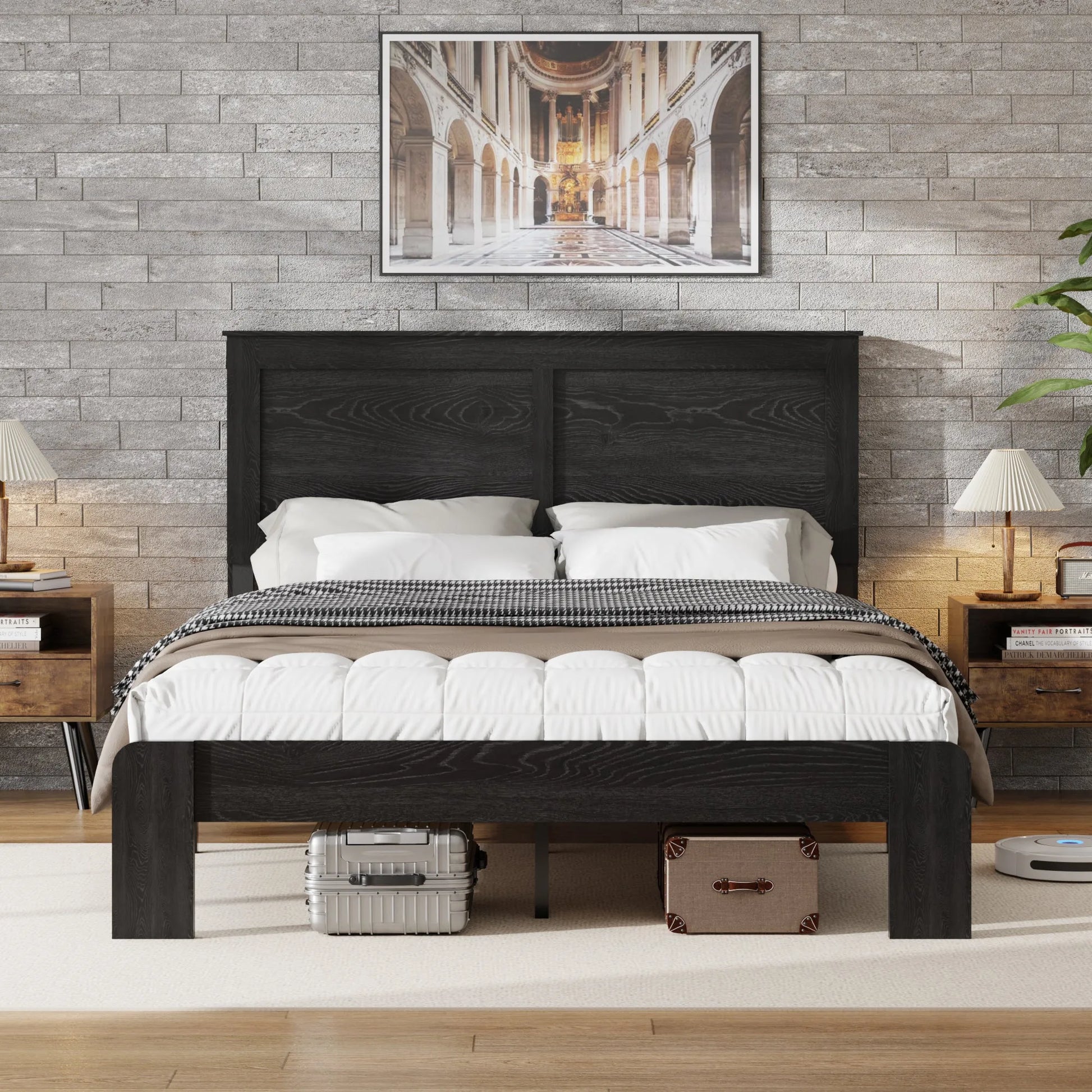 Bed Frame King Size, Wood Platform Bed Frame, Noise Free, No Box Spring Needed and Easy Assembly Tool, Large Under Bed Storage, Dark Brown detail view 11