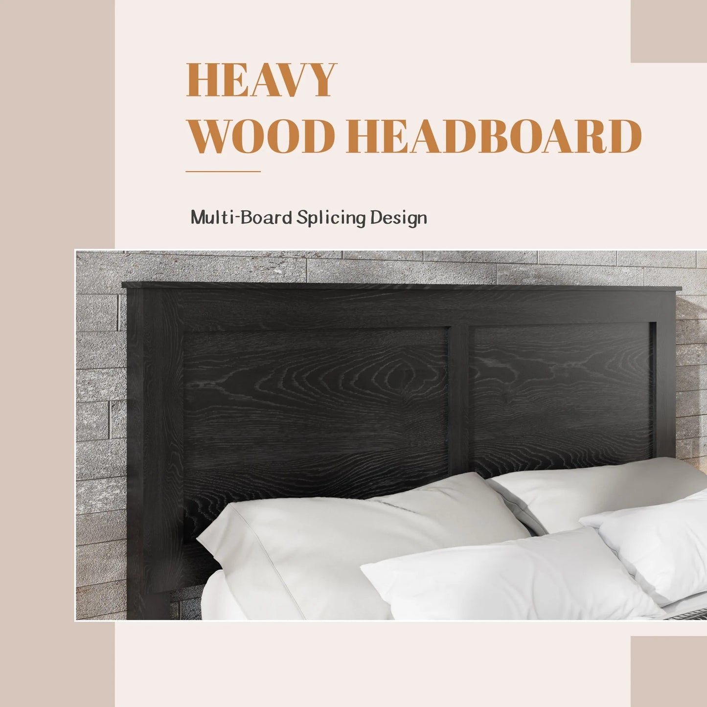 Bed Frame King Size, Wood Platform Bed Frame, Noise Free, No Box Spring Needed and Easy Assembly Tool, Large Under Bed Storage, Dark Brown detail view 14