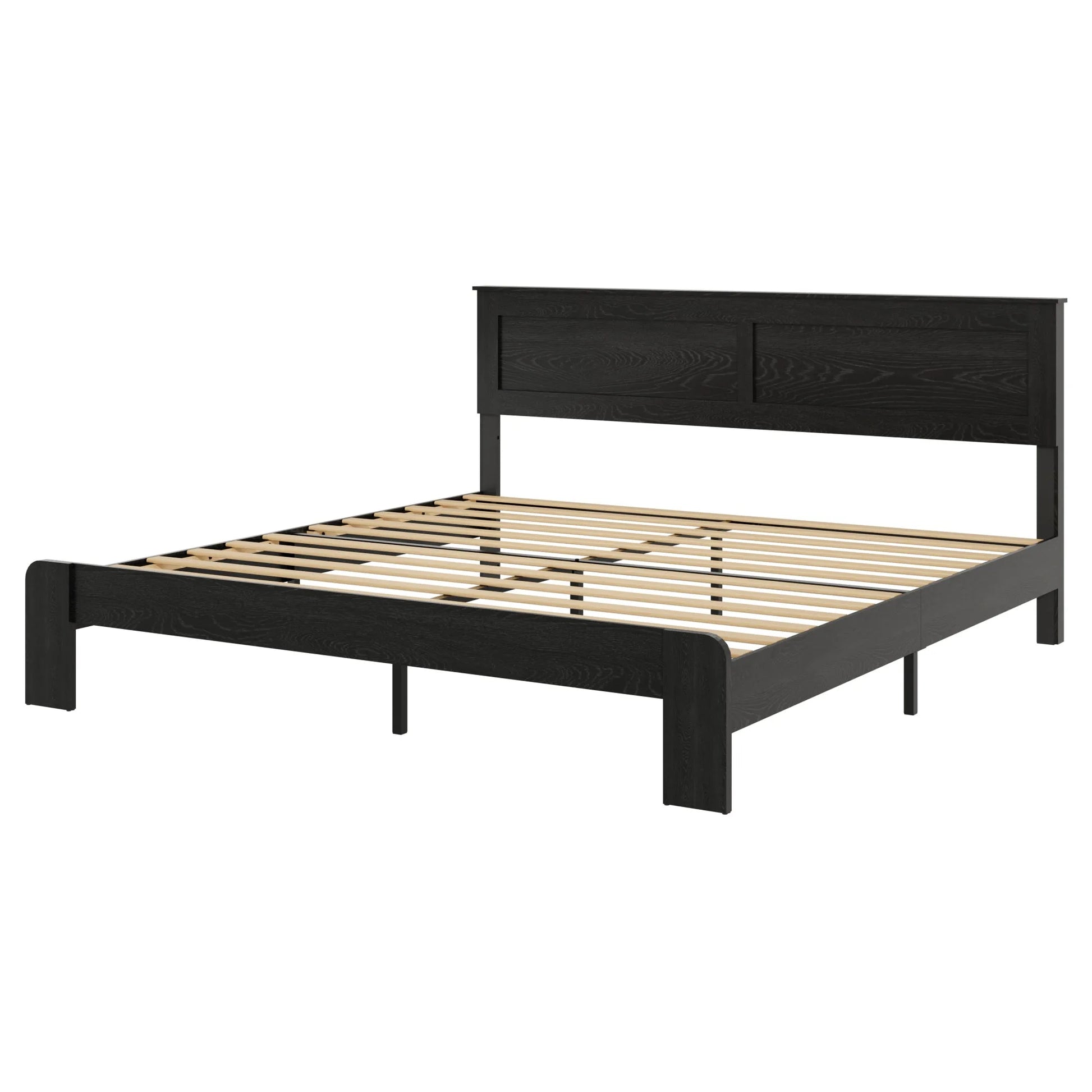 Bed Frame King Size, Wood Platform Bed Frame, Noise Free, No Box Spring Needed and Easy Assembly Tool, Large Under Bed Storage, Dark Brown detail view 18