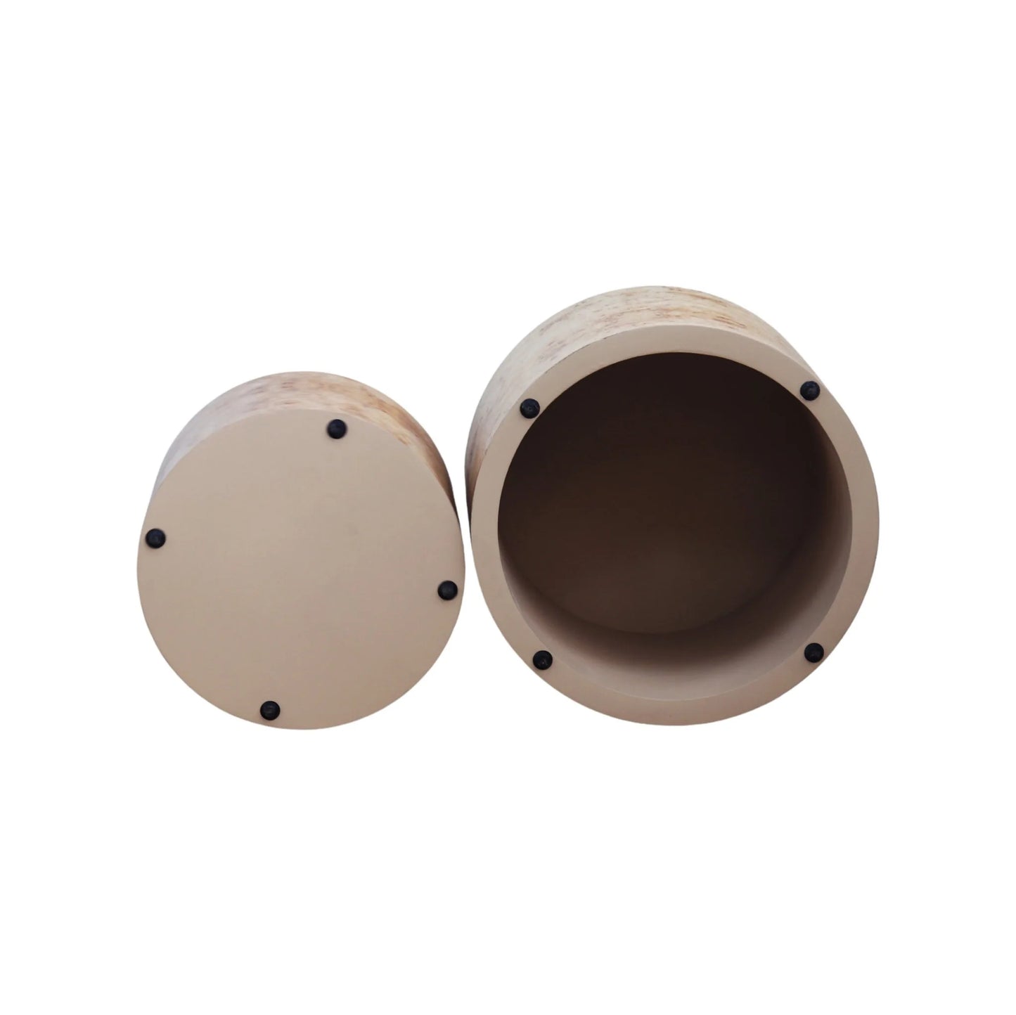 Nesting Coffee Table Set of 2, Modern Round Coffee Table, Wooden Circle Accent Tables for Small Spaces Living Room Bedroom Balcony Office Drum Side Table, Natural Burl detail view 6