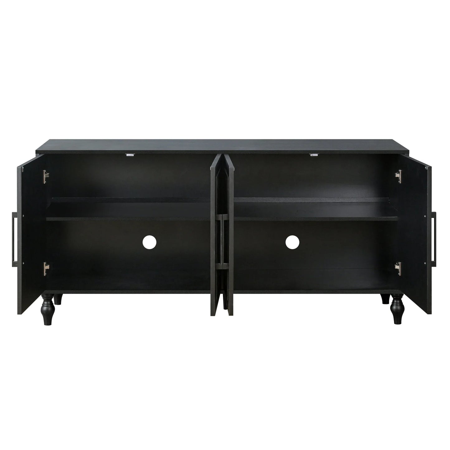 Carved Flower Door Large Storage Cabinet With Metal Handle Suitable For Living Room, Kitchen, Entryway(BLACK) detail view 10