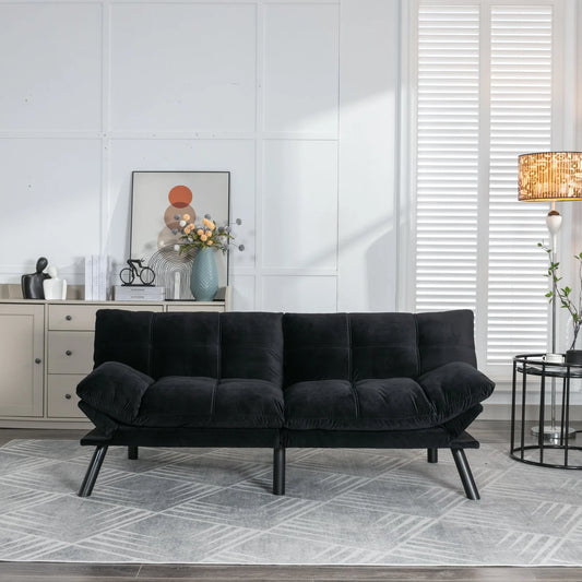 Black Convertible Folding Modern sofa Bed lifestyle view