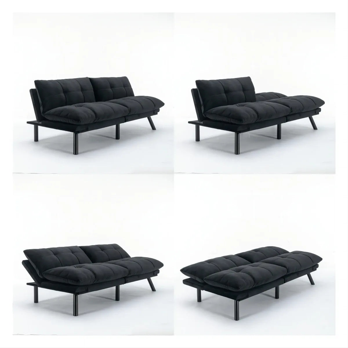 Black Convertible Folding Modern sofa Bed detail view 4