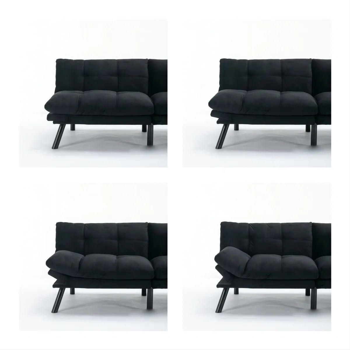 Black Convertible Folding Modern sofa Bed detail view 5