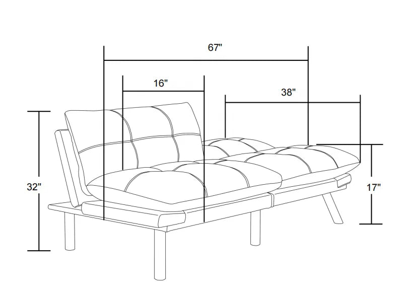 Black Convertible Folding Modern sofa Bed detail view 7