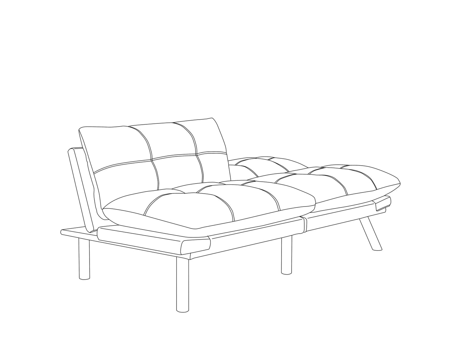 Black Convertible Folding Modern sofa Bed detail view 8