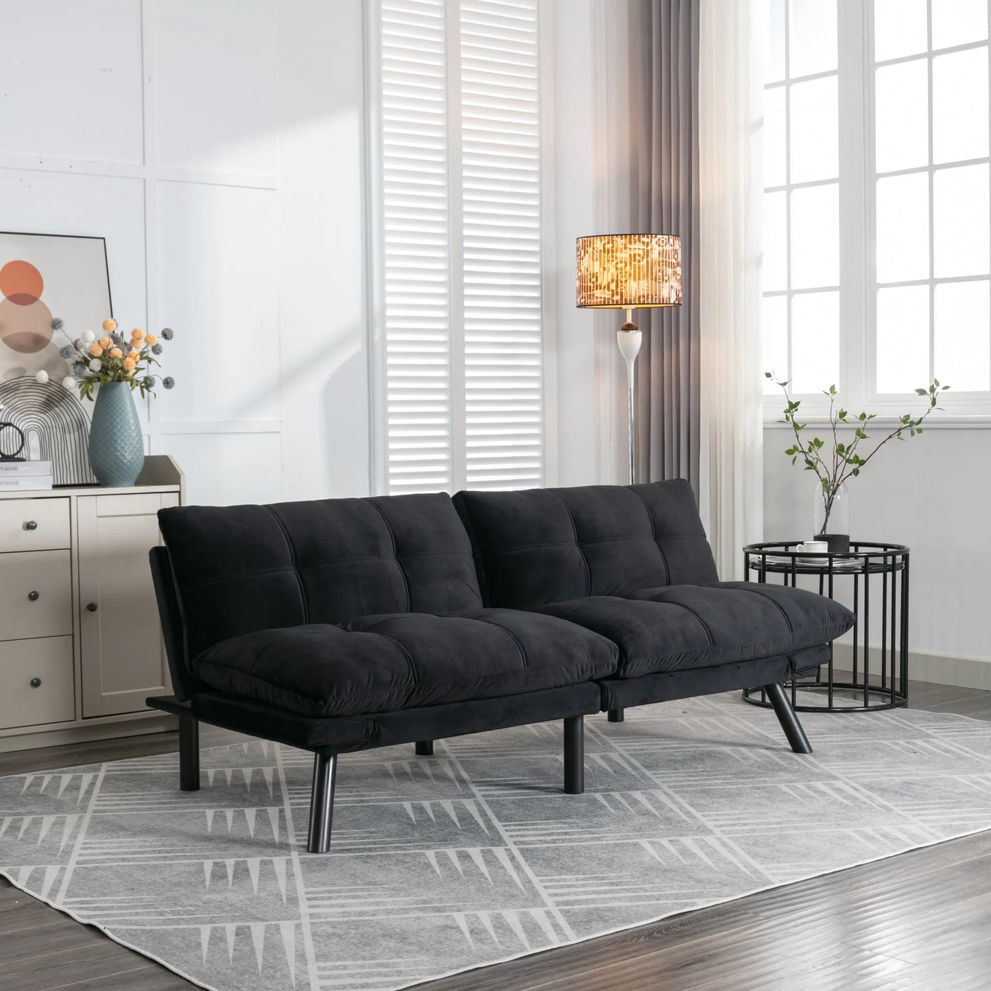 Black Convertible Folding Modern sofa Bed detail view 16