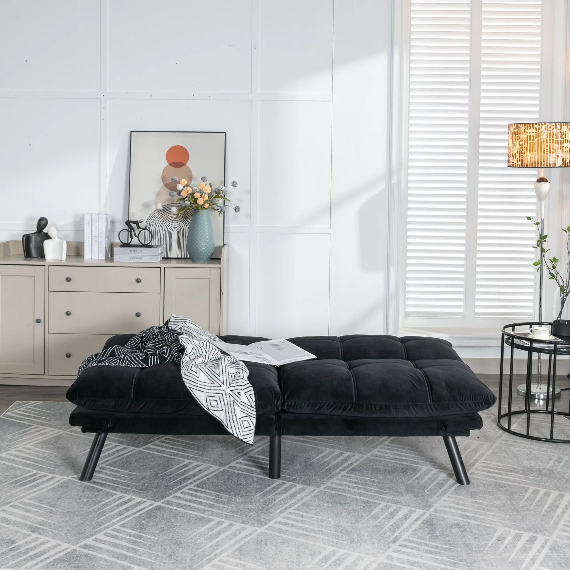 Black Convertible Folding Modern sofa Bed detail view 19