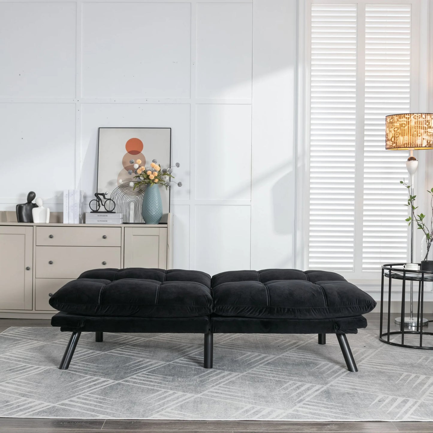Black Convertible Folding Modern sofa Bed detail view 20