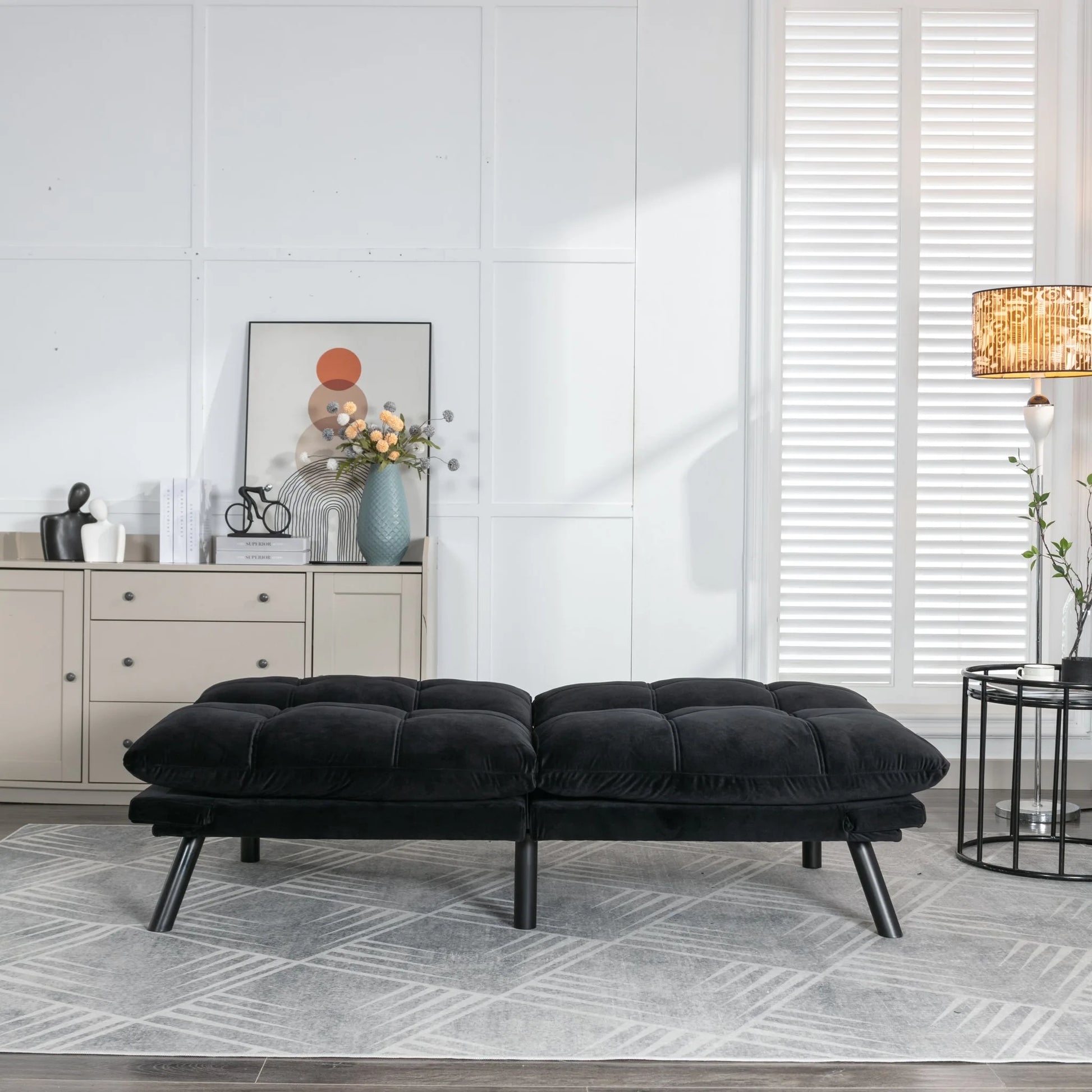 Black Convertible Folding Modern sofa Bed detail view 20
