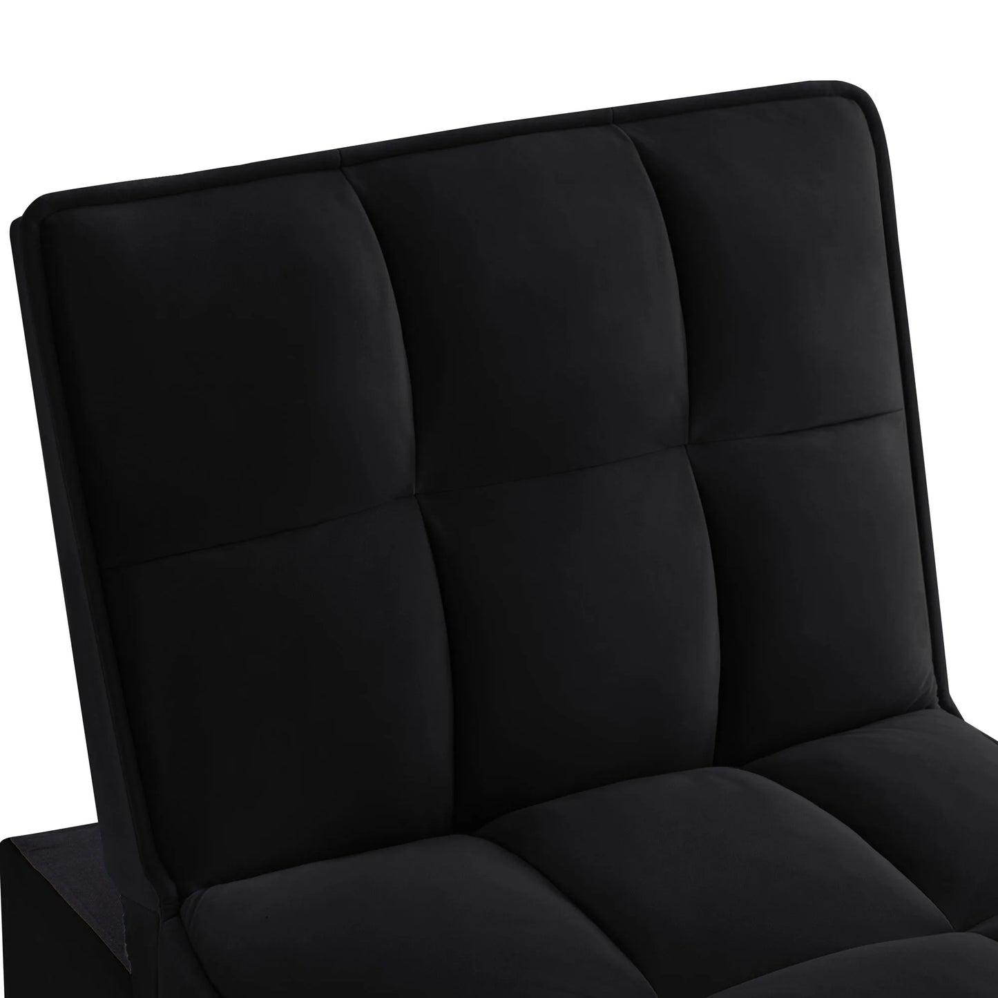 4 in1 Multi-Function Single Sofa Bed with Storage Pockets, Tufted Single Pull-out Sofa Bed with Adjustable Backrest and Pillows, Convertible Chaise Lounge, Black detail view 6