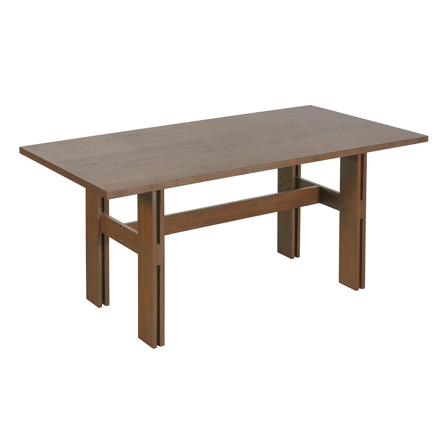 Modern Wooden Dining Table for 4 to 6 People, 71' Large Kitchen Dining Table with Wood Pedestal Base, Mid Century Rectangular Long Dinner Table for Home Dining Room Restaurant, Walnut detail view 4