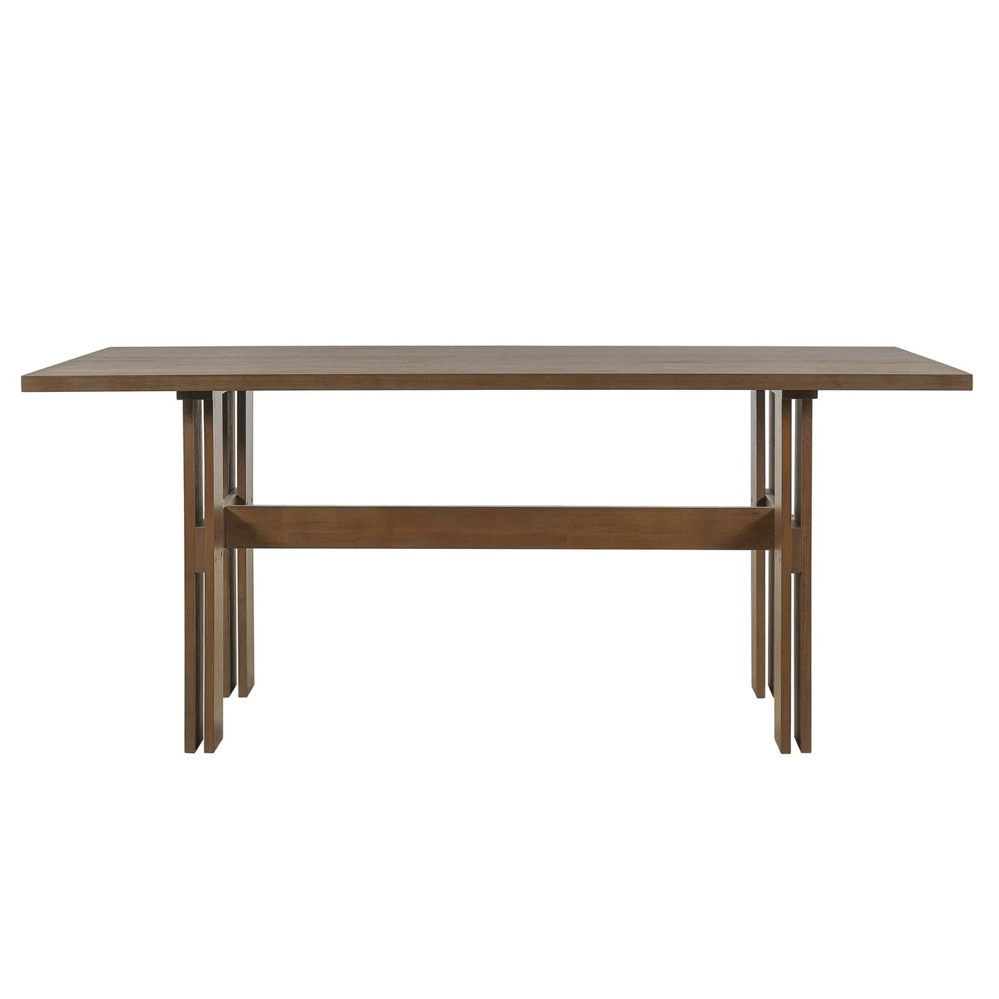 Modern Wooden Dining Table for 4 to 6 People, 71' Large Kitchen Dining Table with Wood Pedestal Base, Mid Century Rectangular Long Dinner Table for Home Dining Room Restaurant, Walnut detail view 8