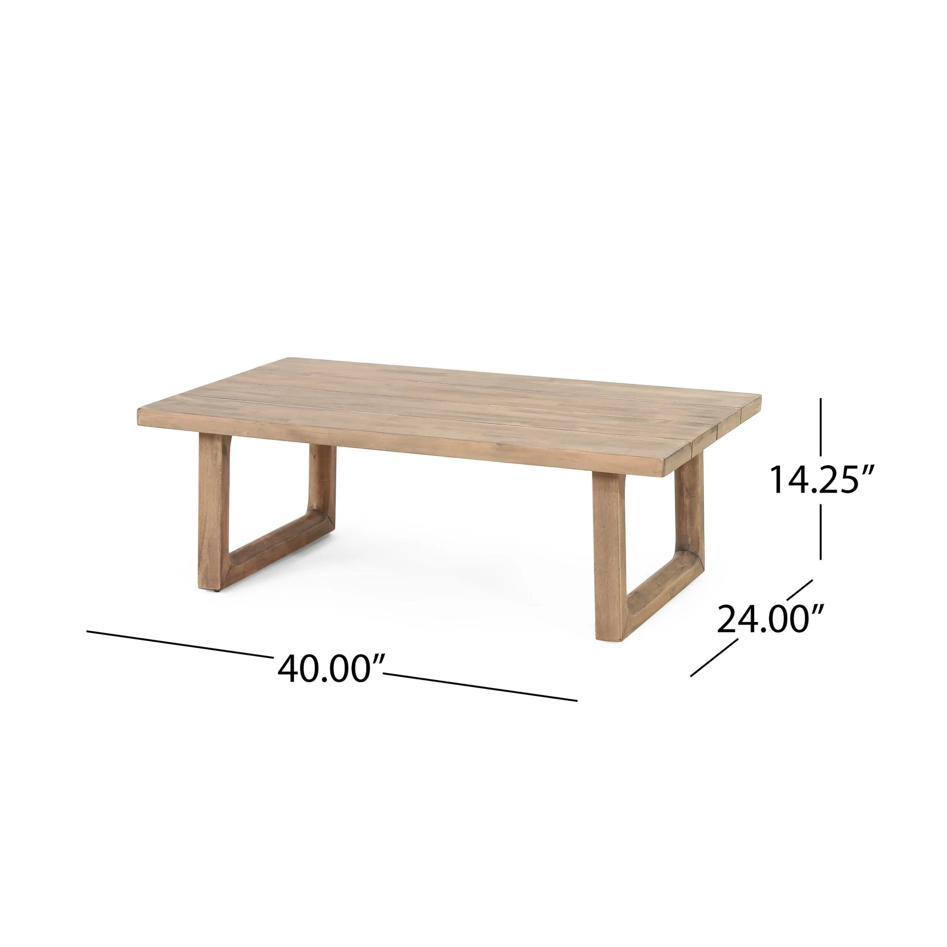 Outdoor Acacia Wood Loveseat and Coffee Table Set with Cushions, Brown Wash, Beige detail view 6