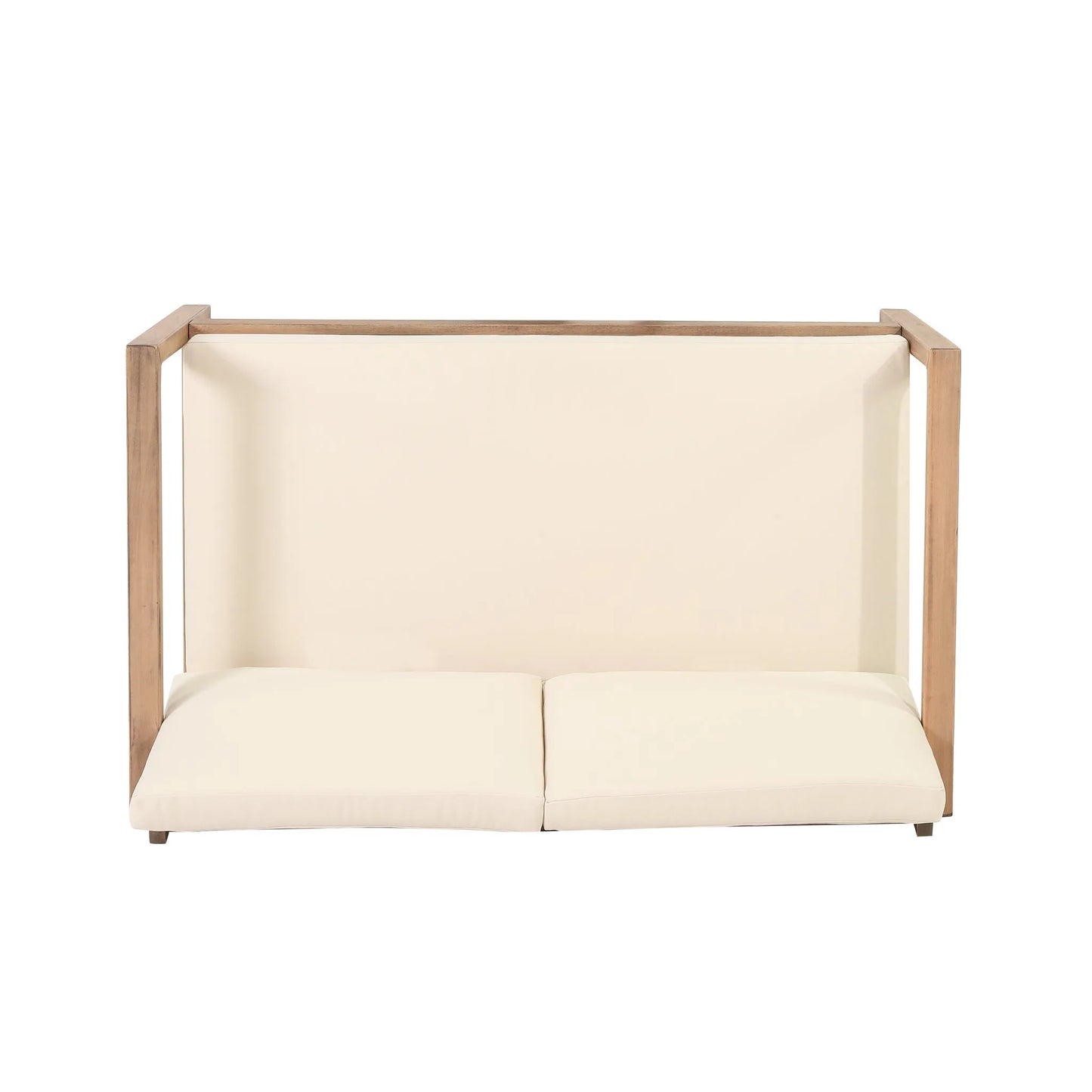Outdoor Acacia Wood Loveseat and Coffee Table Set with Cushions, Brown Wash, Beige detail view 12