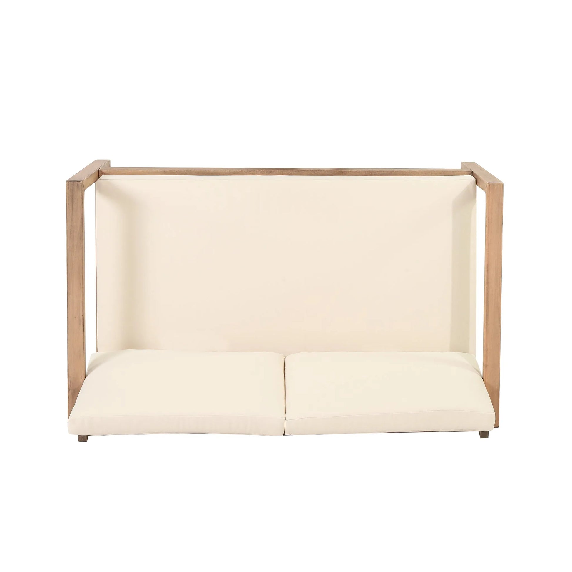 Outdoor Acacia Wood Loveseat and Coffee Table Set with Cushions, Brown Wash, Beige detail view 12