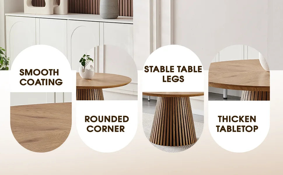 Wooden dining table, modern round kitchen dining table, fashionable design, suitable for family gatherings, multi-functional and space-saving, suitable for living room and dining room detail view 5