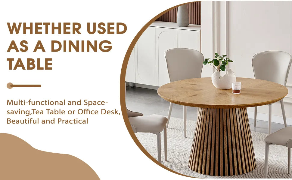 Wooden dining table, modern round kitchen dining table, fashionable design, suitable for family gatherings, multi-functional and space-saving, suitable for living room and dining room detail view 11