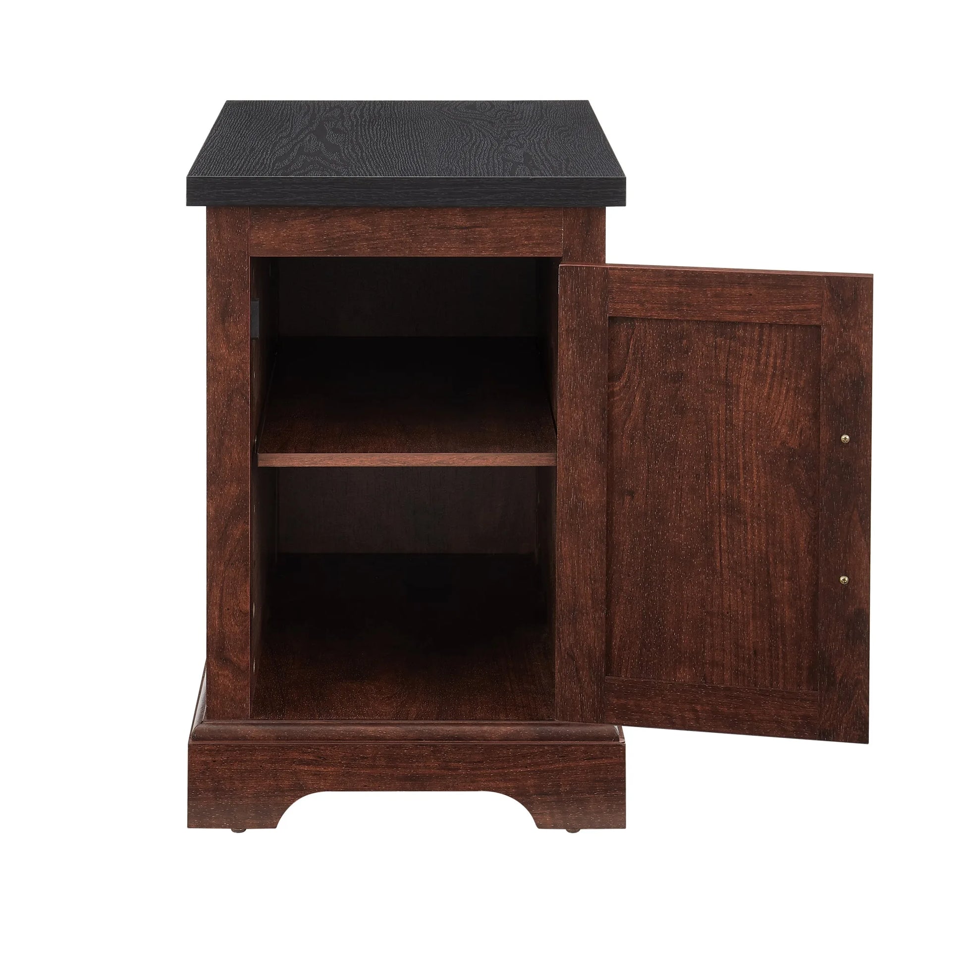 Farmhouse end table Nightstand Rectangular Farmhouse End Table with Barn Door and Adjustable Storage Shelf, Rustic Sofa Side Table for Living Room, Bedroom, OAK detail view 12