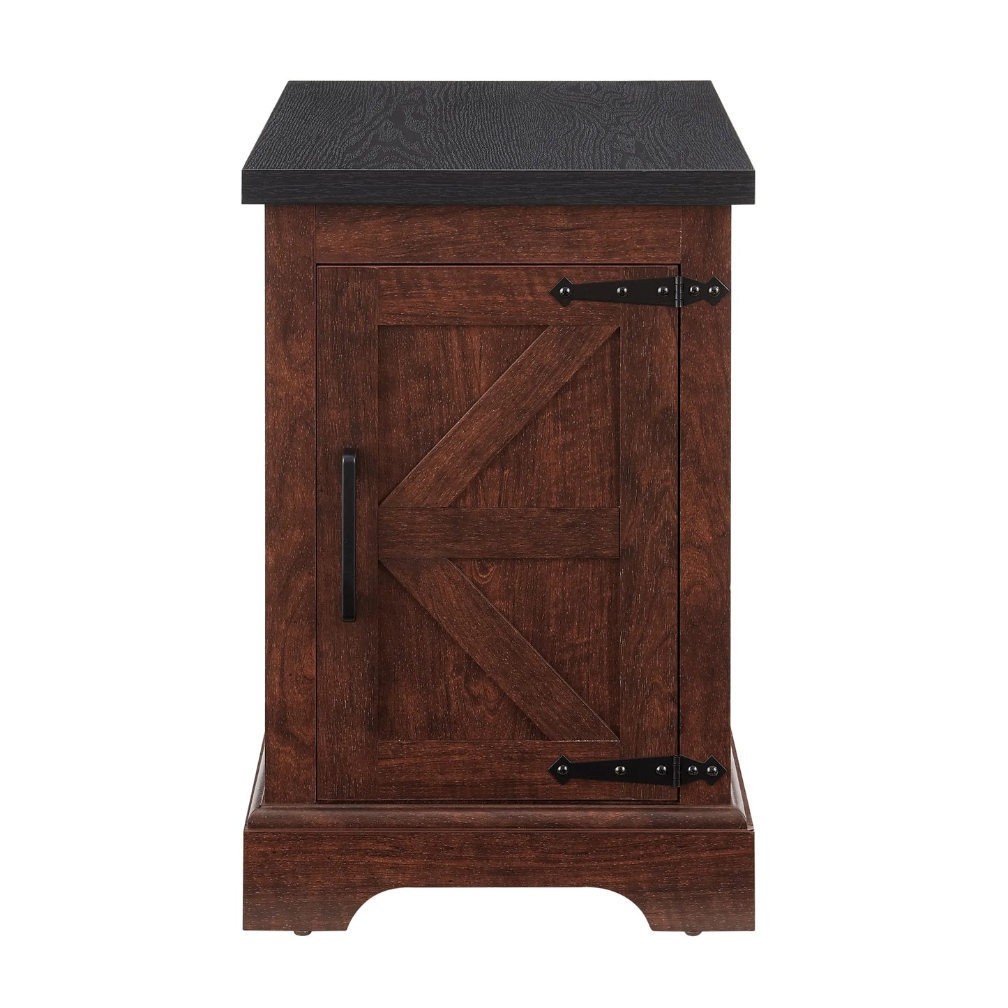 Farmhouse end table Nightstand Rectangular Farmhouse End Table with Barn Door and Adjustable Storage Shelf, Rustic Sofa Side Table for Living Room, Bedroom, OAK detail view 13