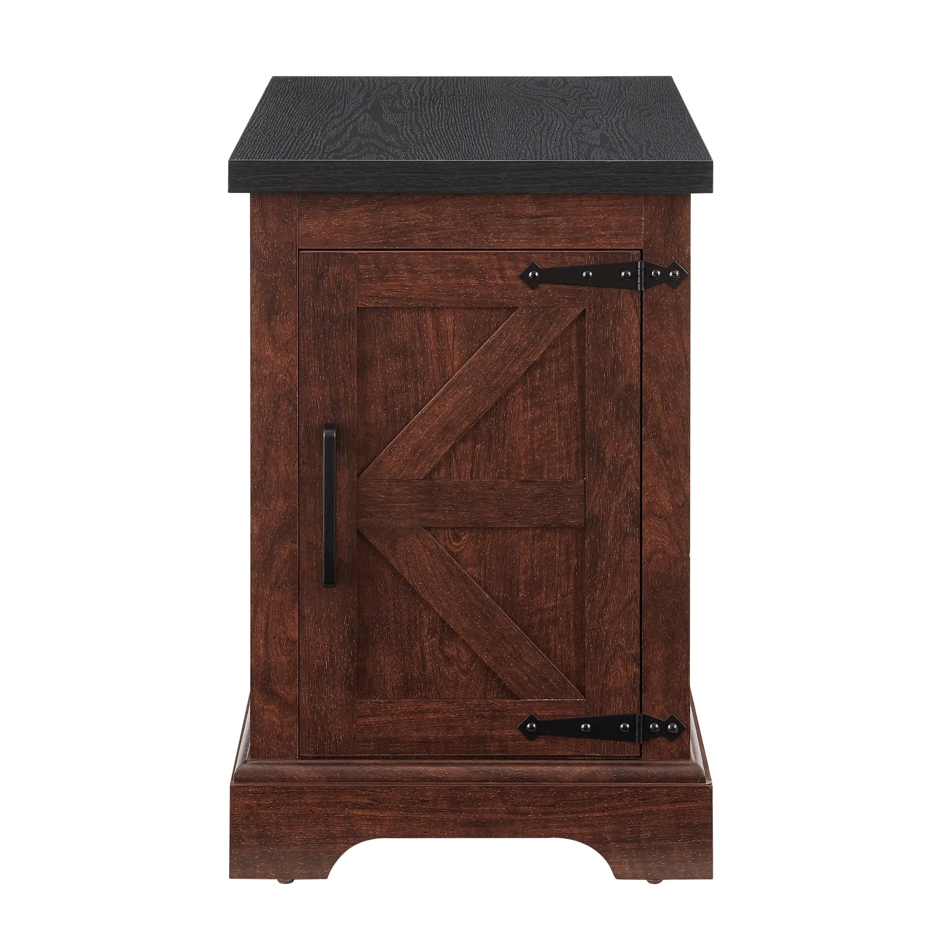 Farmhouse end table Nightstand Rectangular Farmhouse End Table with Barn Door and Adjustable Storage Shelf, Rustic Sofa Side Table for Living Room, Bedroom, OAK detail view 13