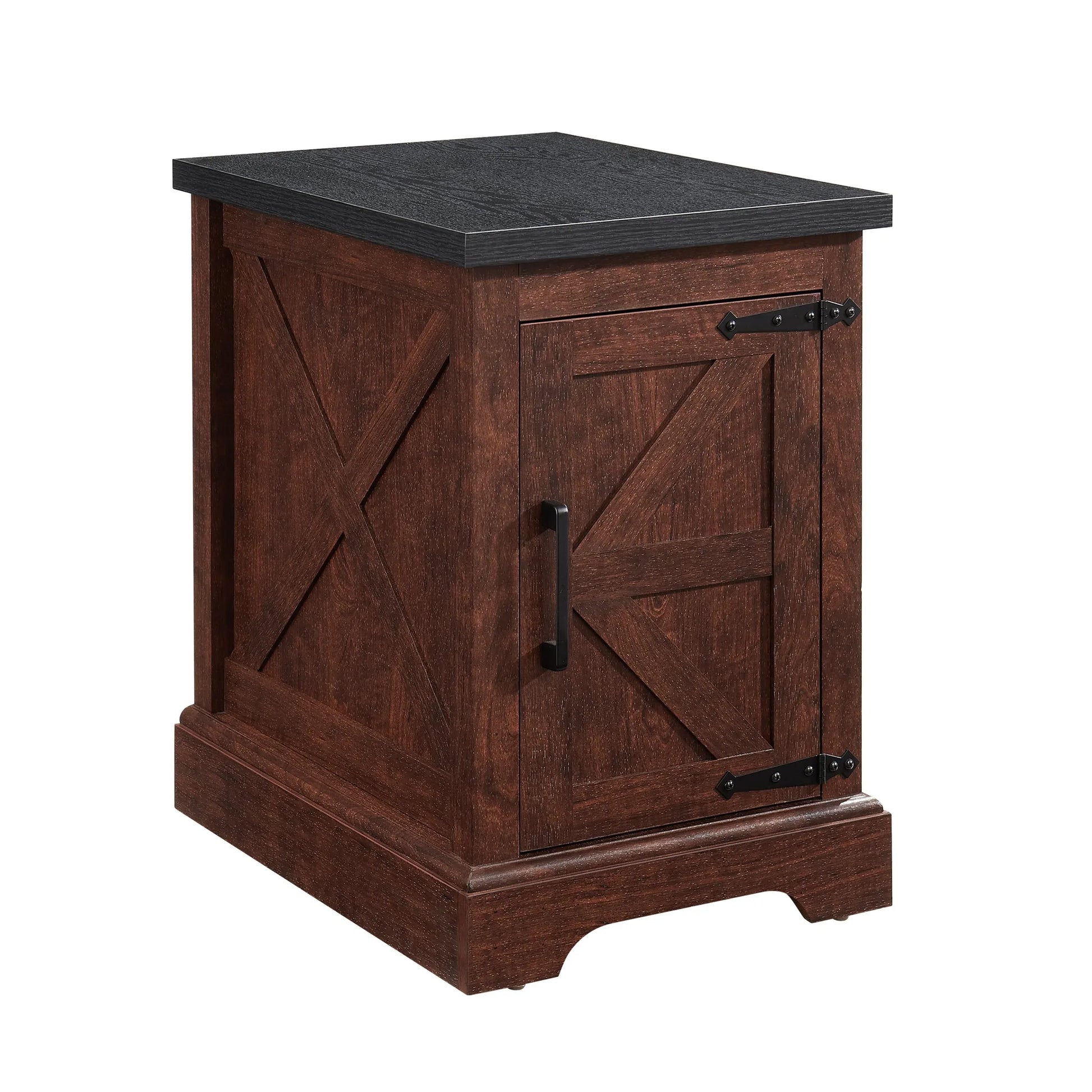Farmhouse end table Nightstand Rectangular Farmhouse End Table with Barn Door and Adjustable Storage Shelf, Rustic Sofa Side Table for Living Room, Bedroom, OAK detail view 14
