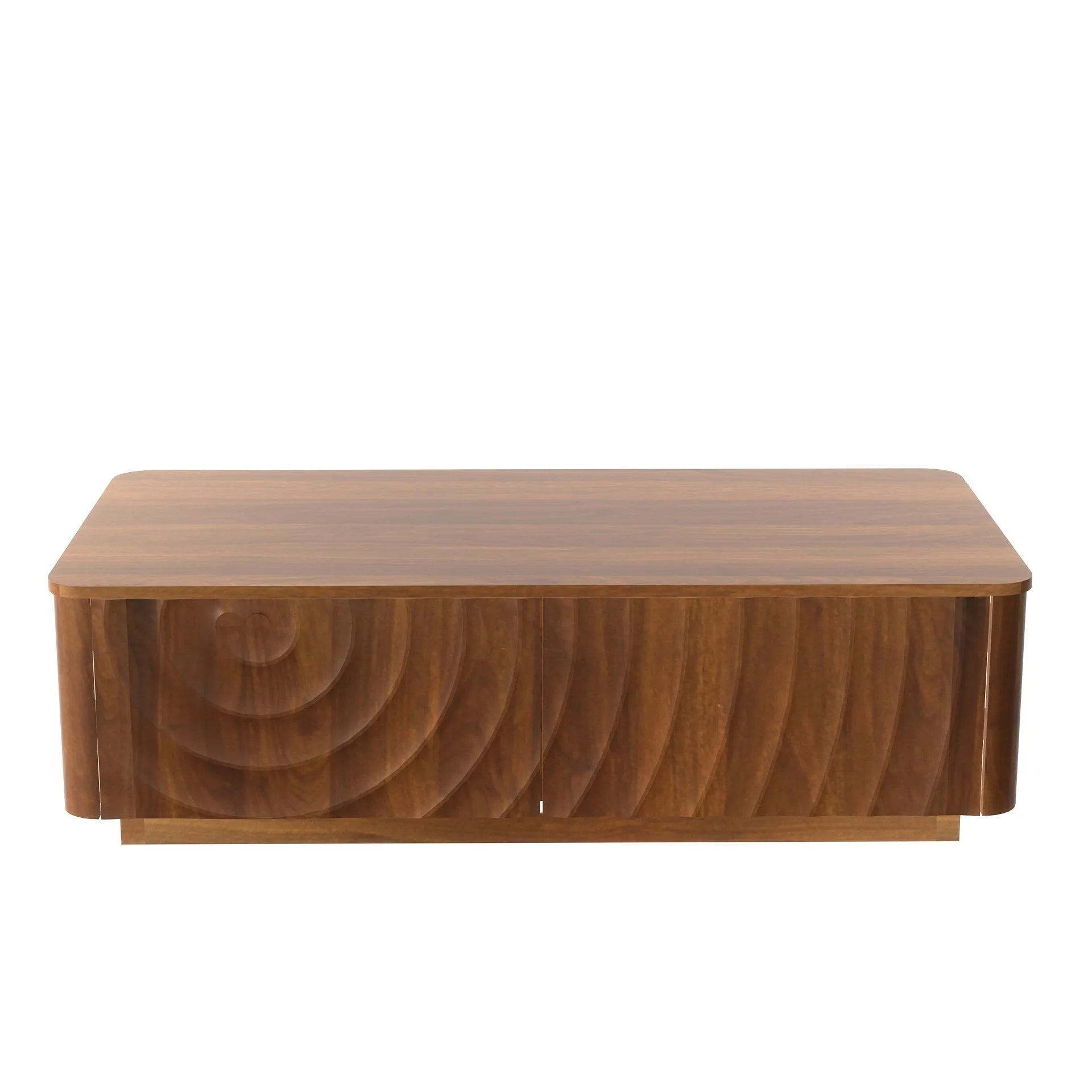 47'' Rectangle Coffee Table With Storage Mid Century Farmhouse Square Spiral Grain Coffee Tables Walnut For Living Room Coffee Table With 2 Drawers (Brown) detail view 6