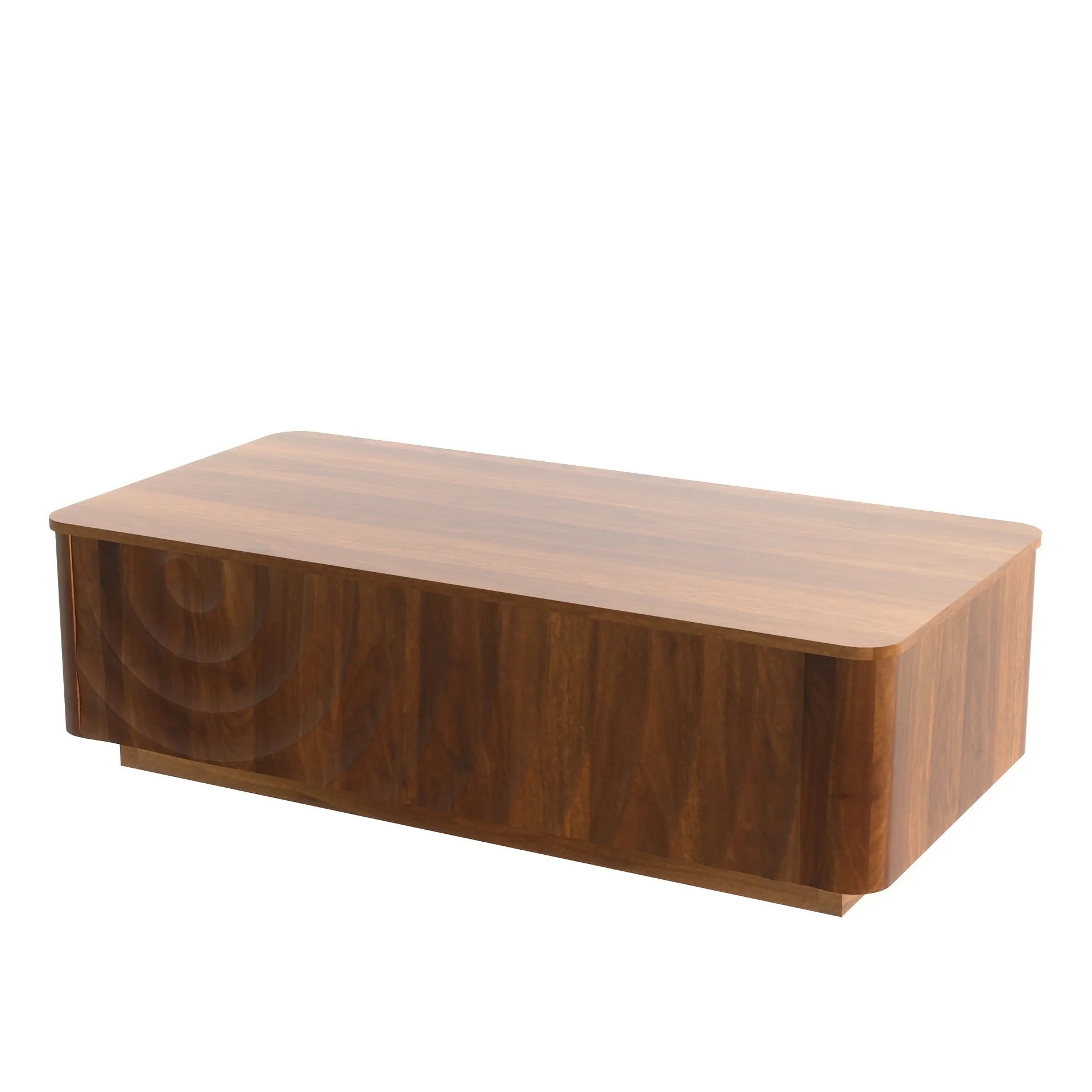 47'' Rectangle Coffee Table With Storage Mid Century Farmhouse Square Spiral Grain Coffee Tables Walnut For Living Room Coffee Table With 2 Drawers (Brown) detail view 7