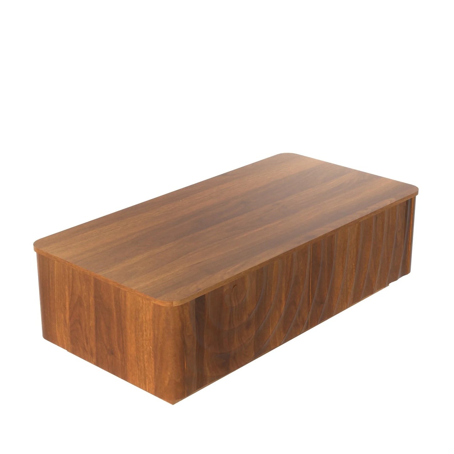 47'' Rectangle Coffee Table With Storage Mid Century Farmhouse Square Spiral Grain Coffee Tables Walnut For Living Room Coffee Table With 2 Drawers (Brown) detail view 9